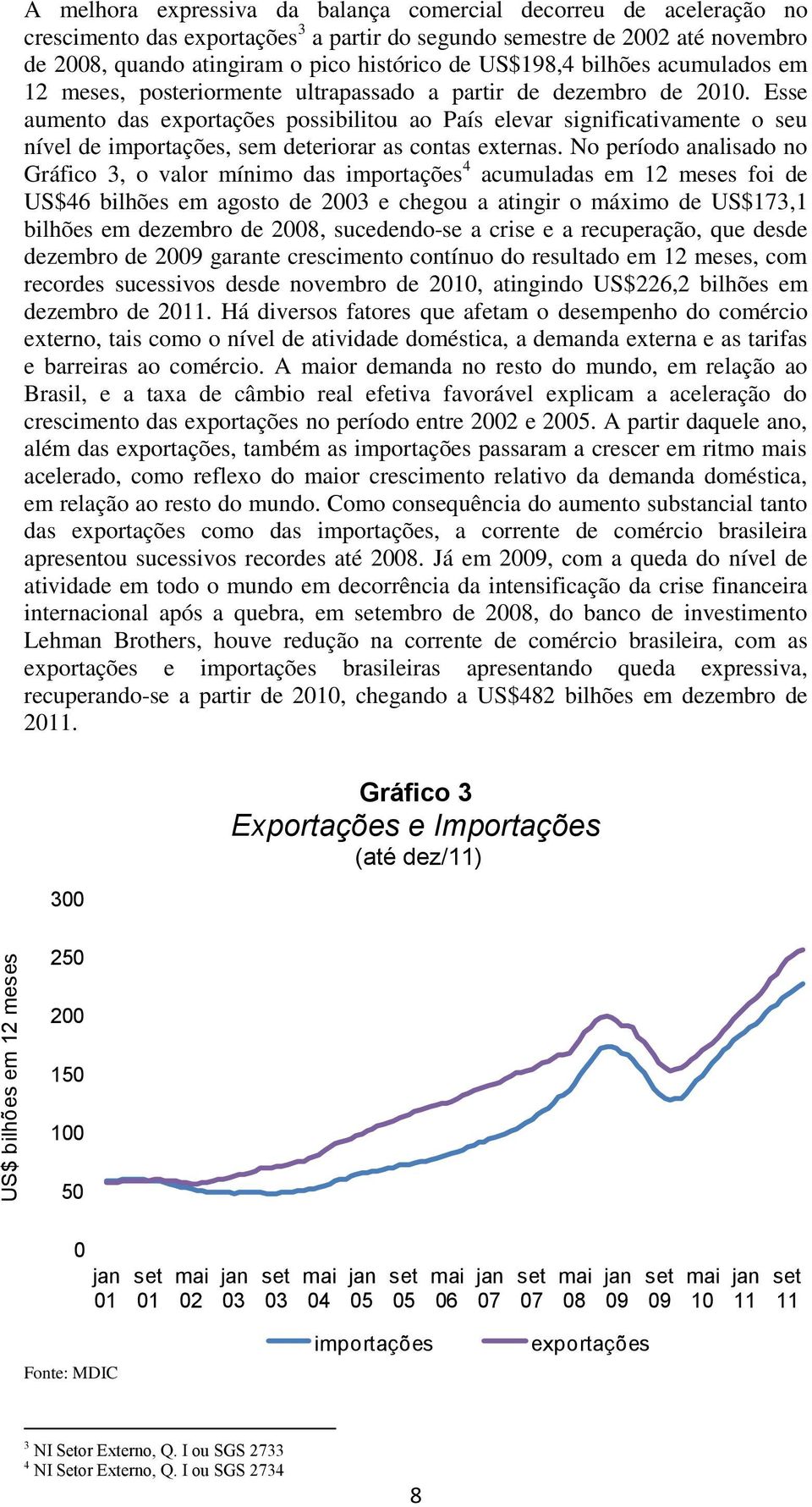 Esse aumento das exportações possibilitou ao País elevar significativamente o seu nível de importações, sem deteriorar as contas externas.
