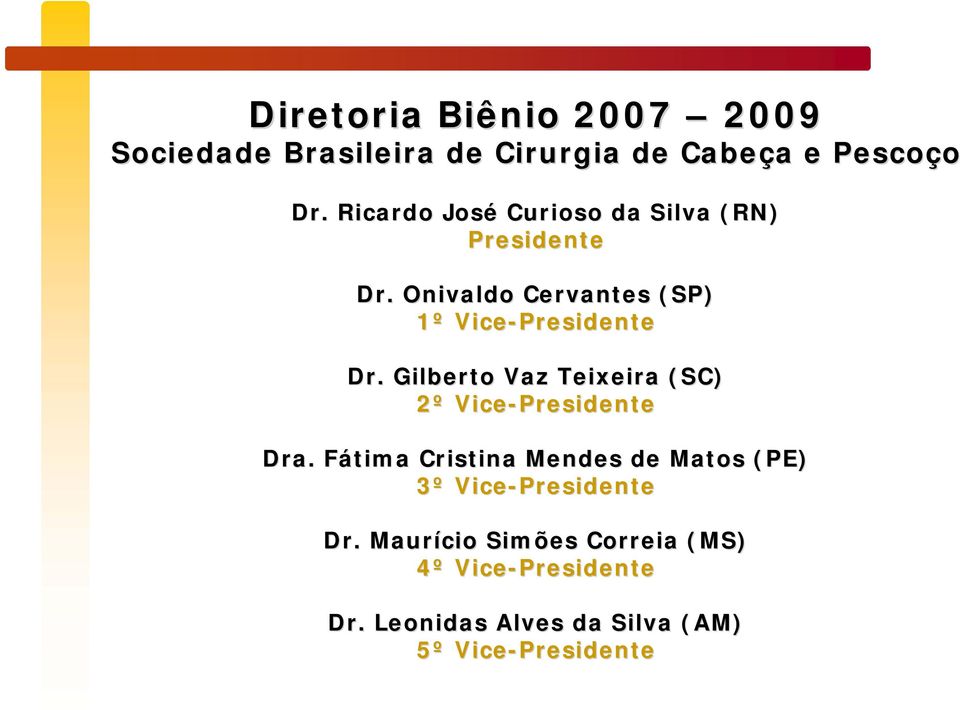 Gilberto Vaz Teixeira (SC) 2º Vice-Presidente Dra.