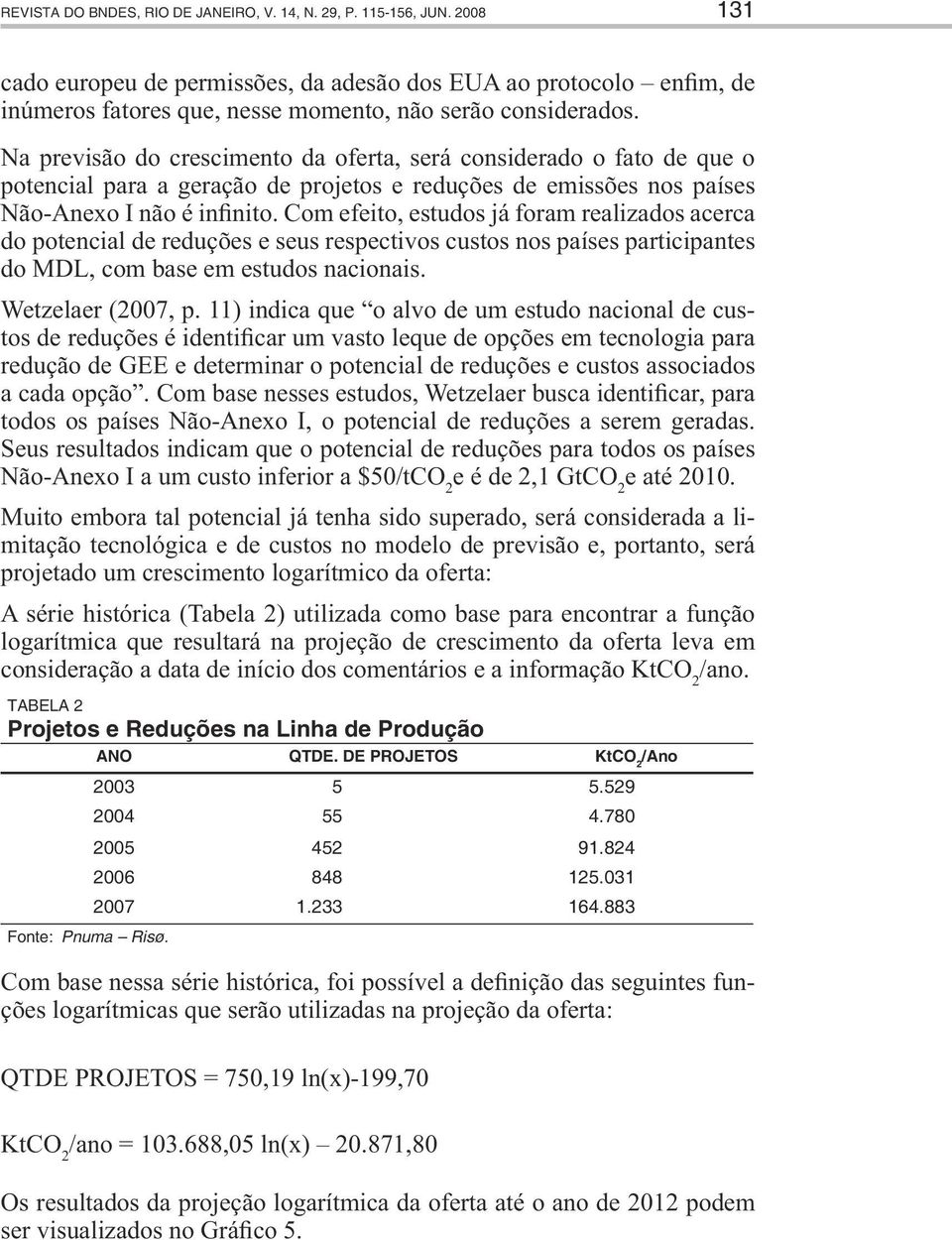 Na previsão do crescimento da oferta, será considerado o fato de que o potencial para a geração de projetos e reduções de emissões nos países Não-Anexo I não é infinito.