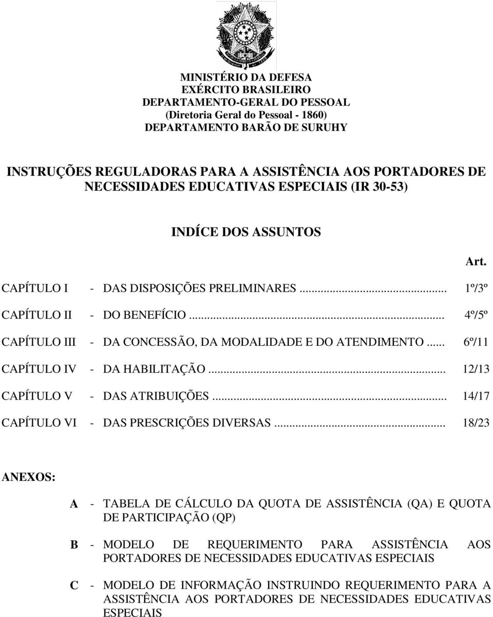 .. 4º/5º CAPÍTULO III - DA CONCESSÃO, DA MODALIDADE E DO ATENDIMENTO... 6º/11 CAPÍTULO IV - DA HABILITAÇÃO... 12/13 CAPÍTULO V - DAS ATRIBUIÇÕES... 14/17 CAPÍTULO VI - DAS PRESCRIÇÕES DIVERSAS.