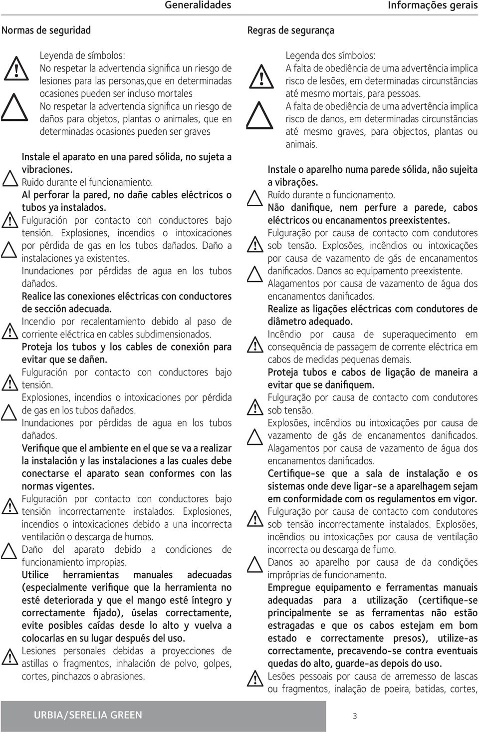 vibraciones. Ruido durante el funcionamiento. Al perforar la pared, no dañe cables eléctricos o tubos ya instalados. Fulguración por contacto con conductores bajo tensión.