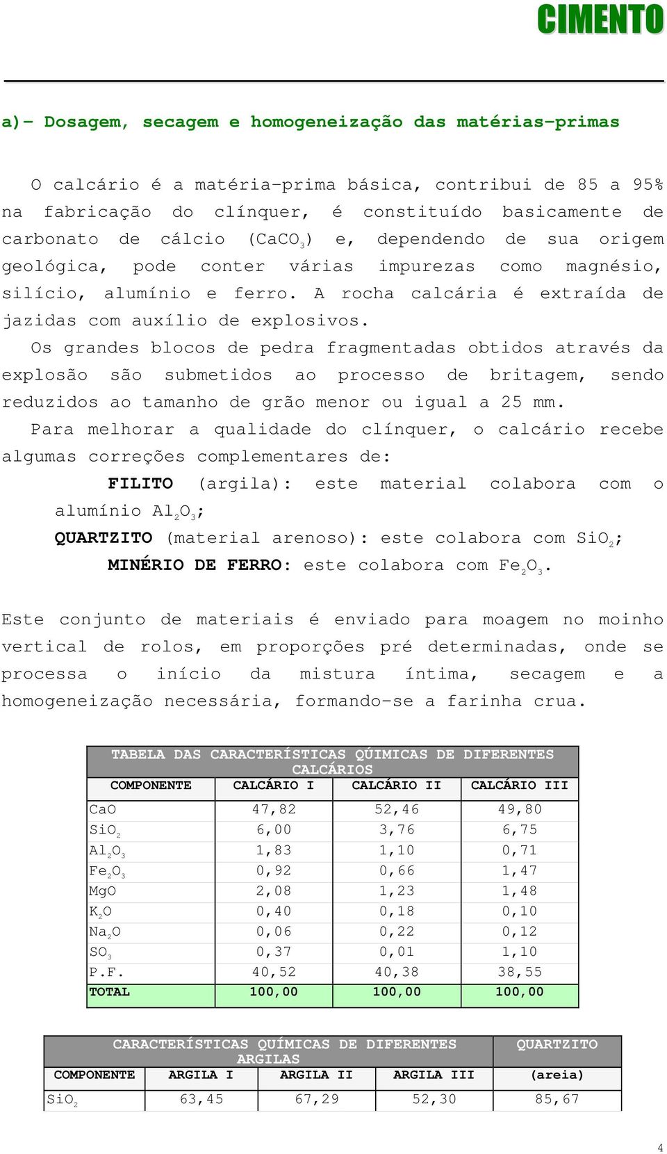 Os grandes blocos de pedra fragmentadas obtidos através da explosão são submetidos ao processo de britagem, sendo reduzidos ao tamanho de grão menor ou igual a 25 mm.