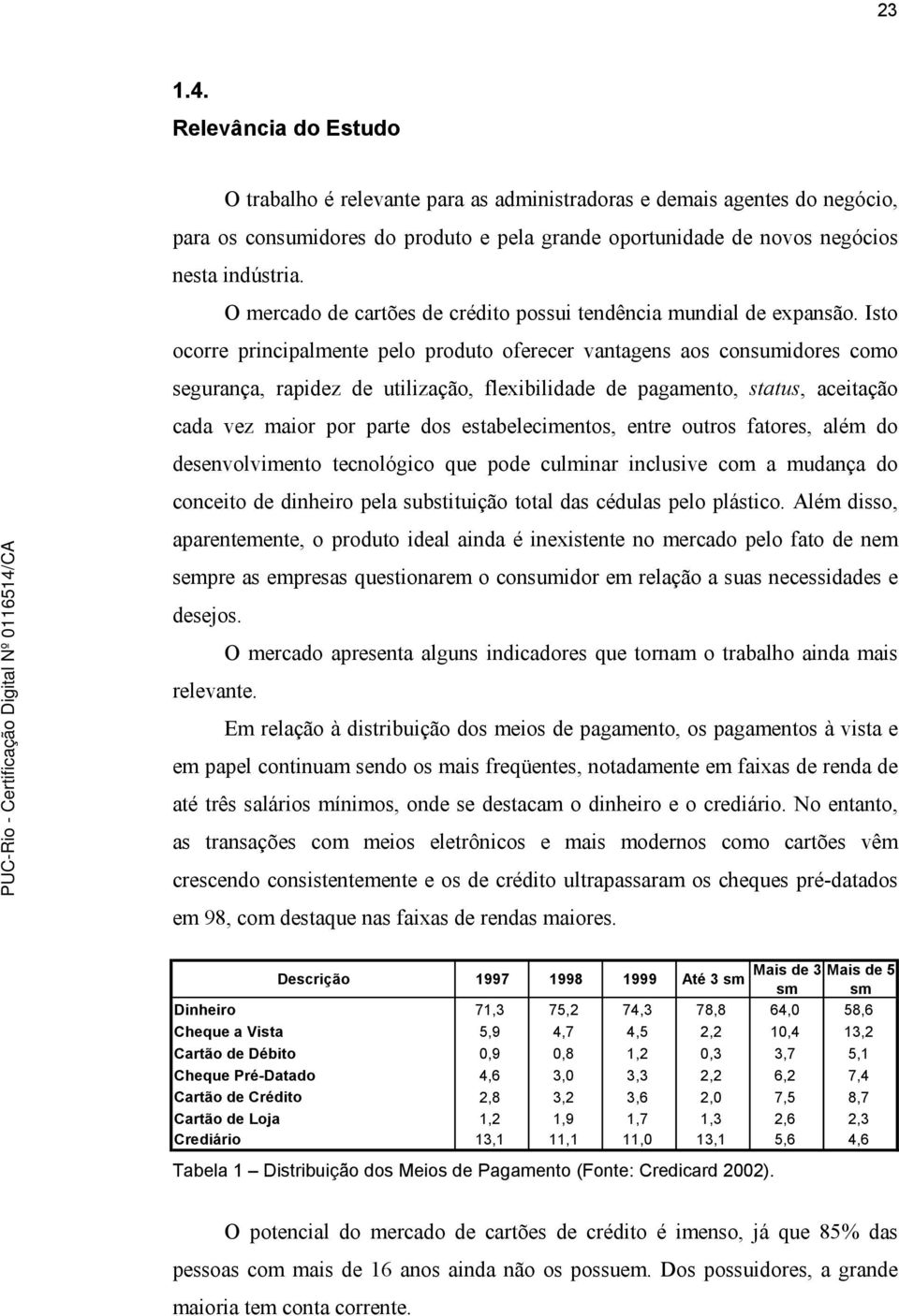 Isto ocorre principalmente pelo produto oferecer vantagens aos consumidores como segurança, rapidez de utilização, flexibilidade de pagamento, status, aceitação cada vez maior por parte dos