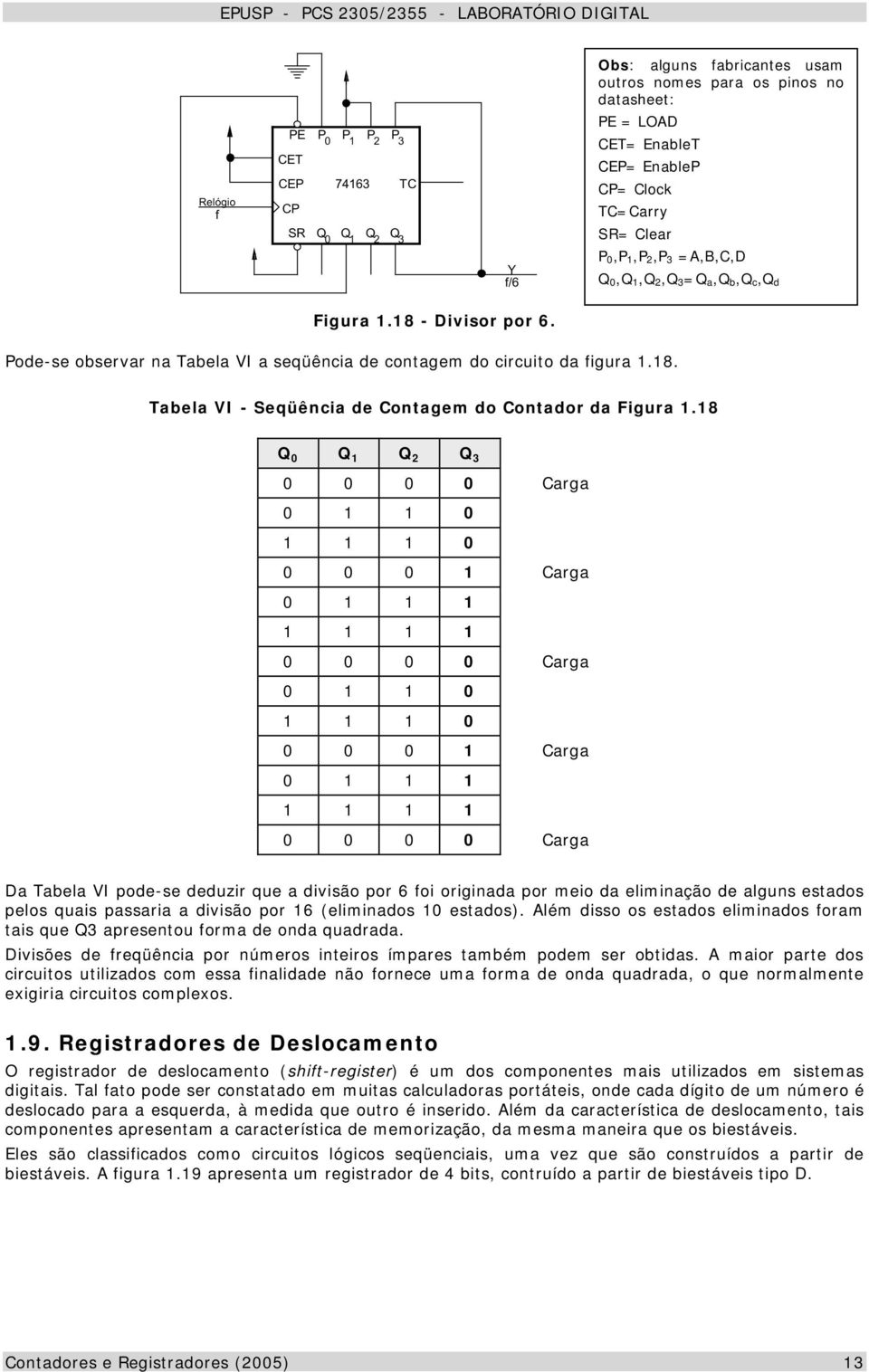 8 3 arga arga arga arga arga Da Tabela VI pode-se deduzir que a divisão por 6 foi originada por meio da eliminação de alguns estados pelos quais passaria a divisão por 6 (eliminados estados).