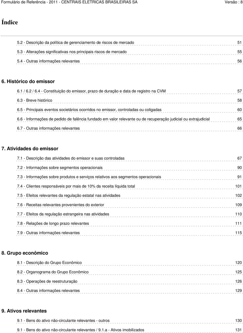 5 - Principais eventos societários ocorridos no emissor, controladas ou coligadas 60 6.