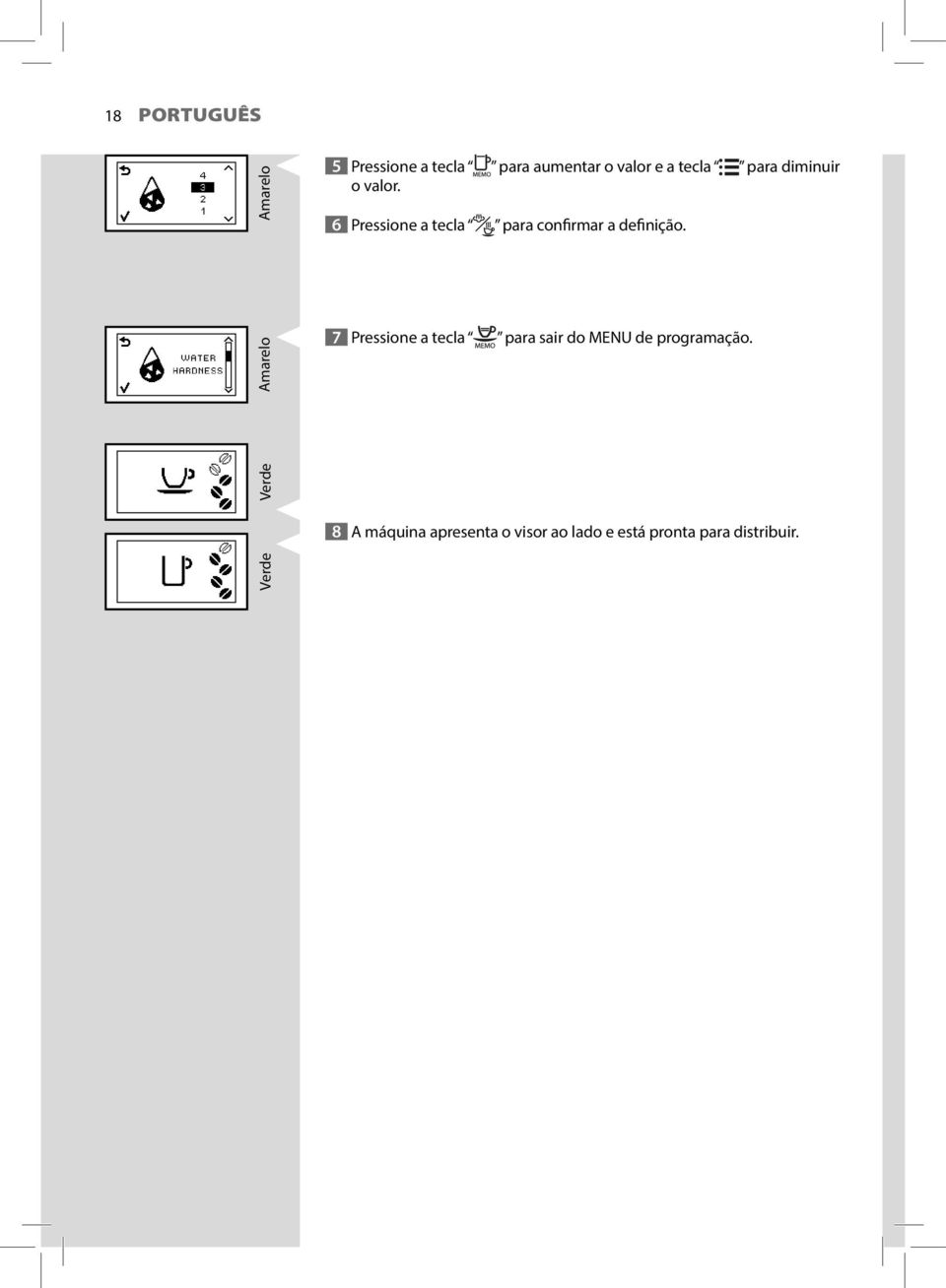 6 Pressione a tecla para confirmar a definição.