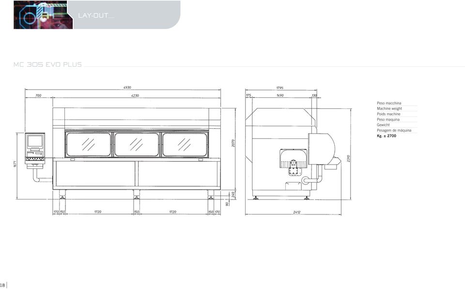 machine Peso maquina Gewicht