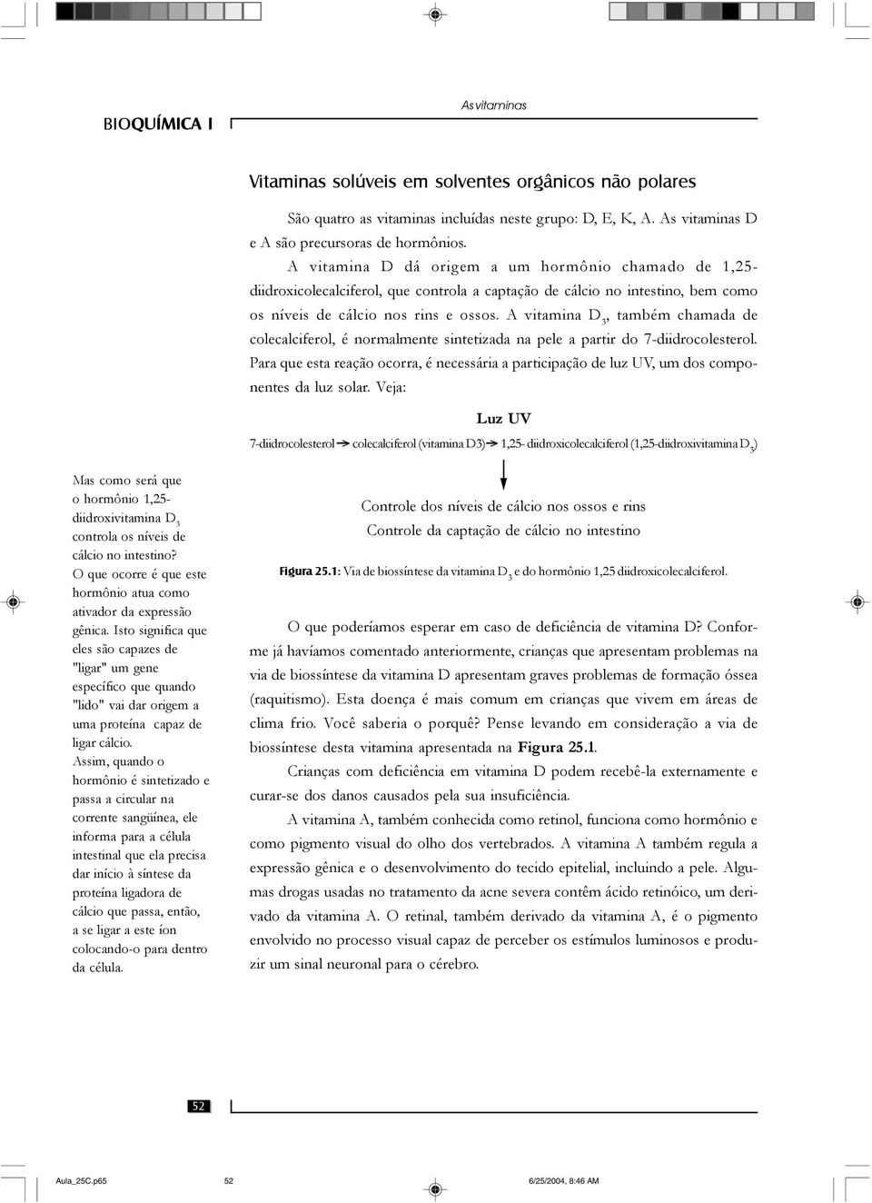 A vitamina D 3, também chamada de colecalciferol, é normalmente sintetizada na pele a partir do 7-diidrocolesterol.