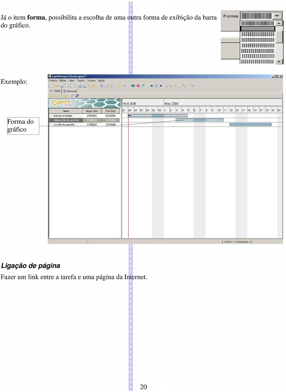 Exemplo: Forma do gráfico Ligação de página