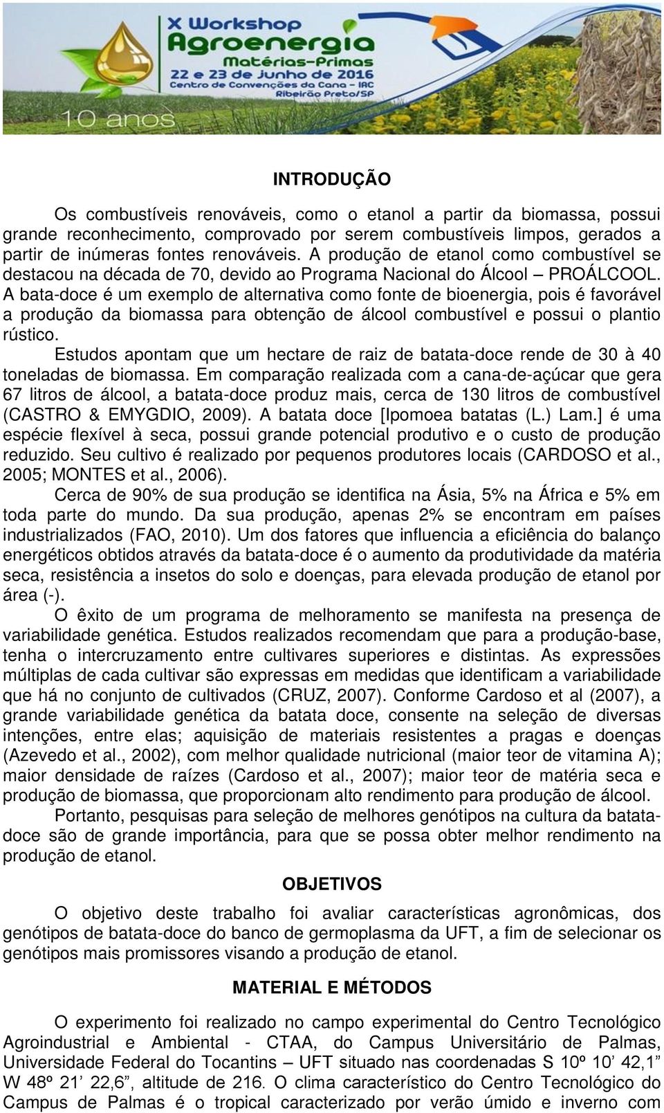 A bata-doce é um exemplo de alternativa como fonte de bioenergia, pois é favorável a produção da biomassa para obtenção de álcool combustível e possui o plantio rústico.