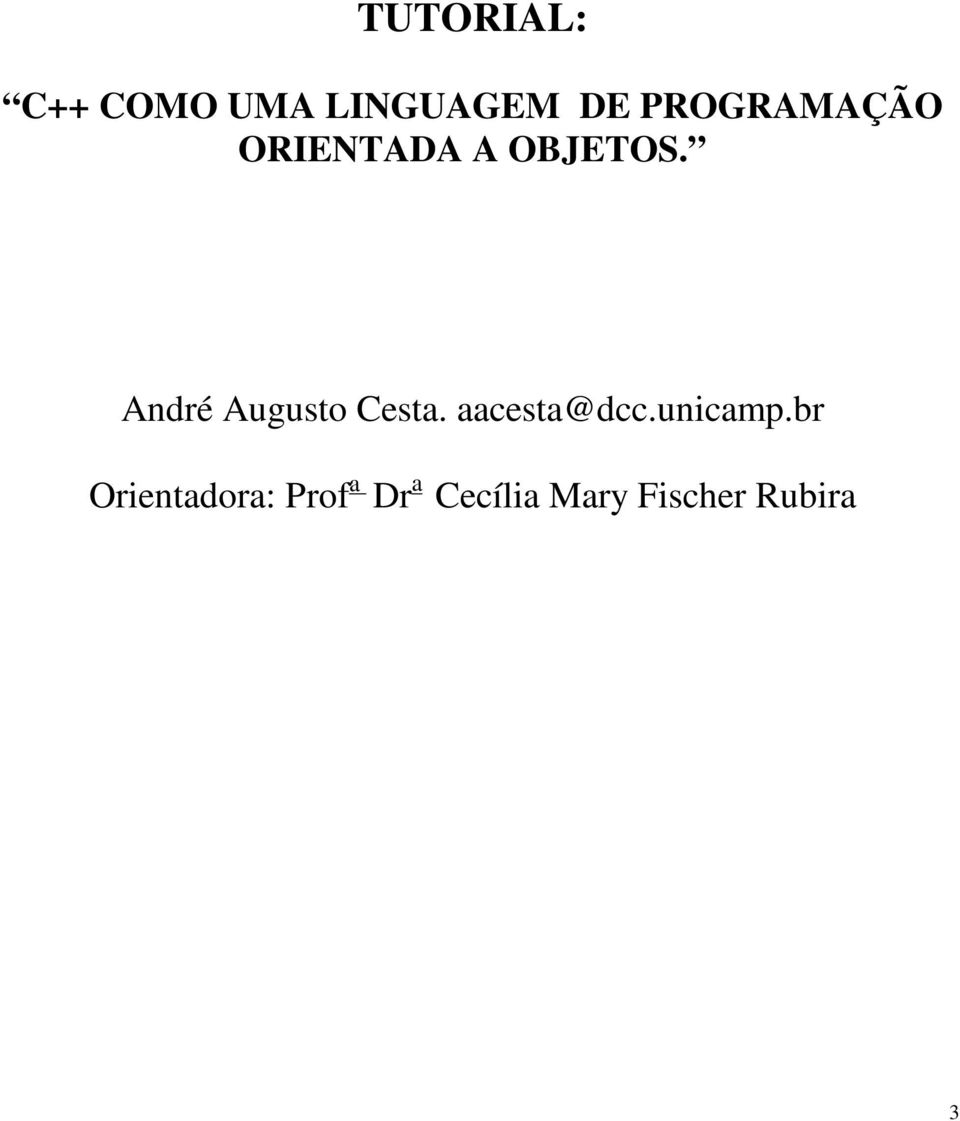 André Augusto Cesta. aacesta@dcc.unicamp.