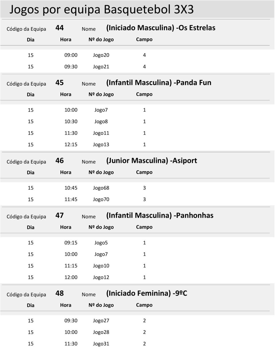 Masculina) -Asiport 0: Jogo8 : Jogo70 7 09: Jogo 0:00 Jogo7 : Jogo0 :00 Jogo 8