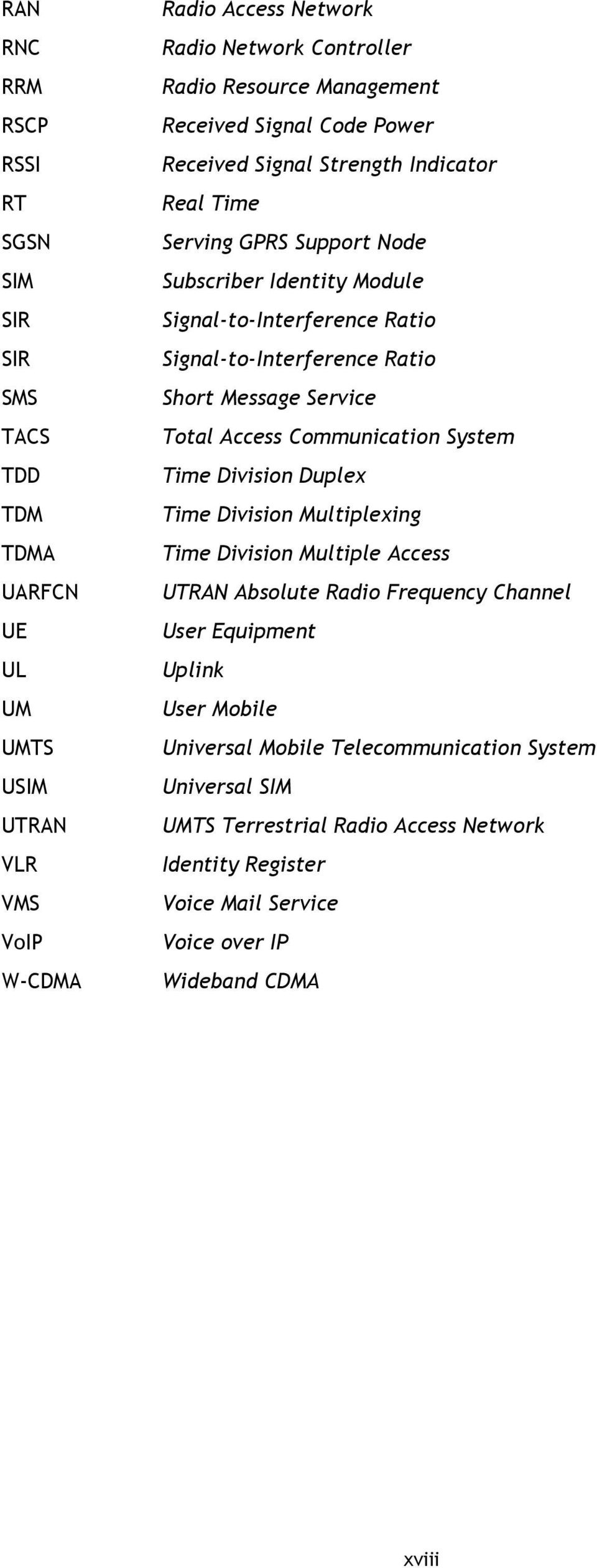 Signal-to-Interference Ratio Short Message Service Total Access Communication System Time Division Duplex Time Division Multiplexing Time Division Multiple Access UTRAN Absolute Radio