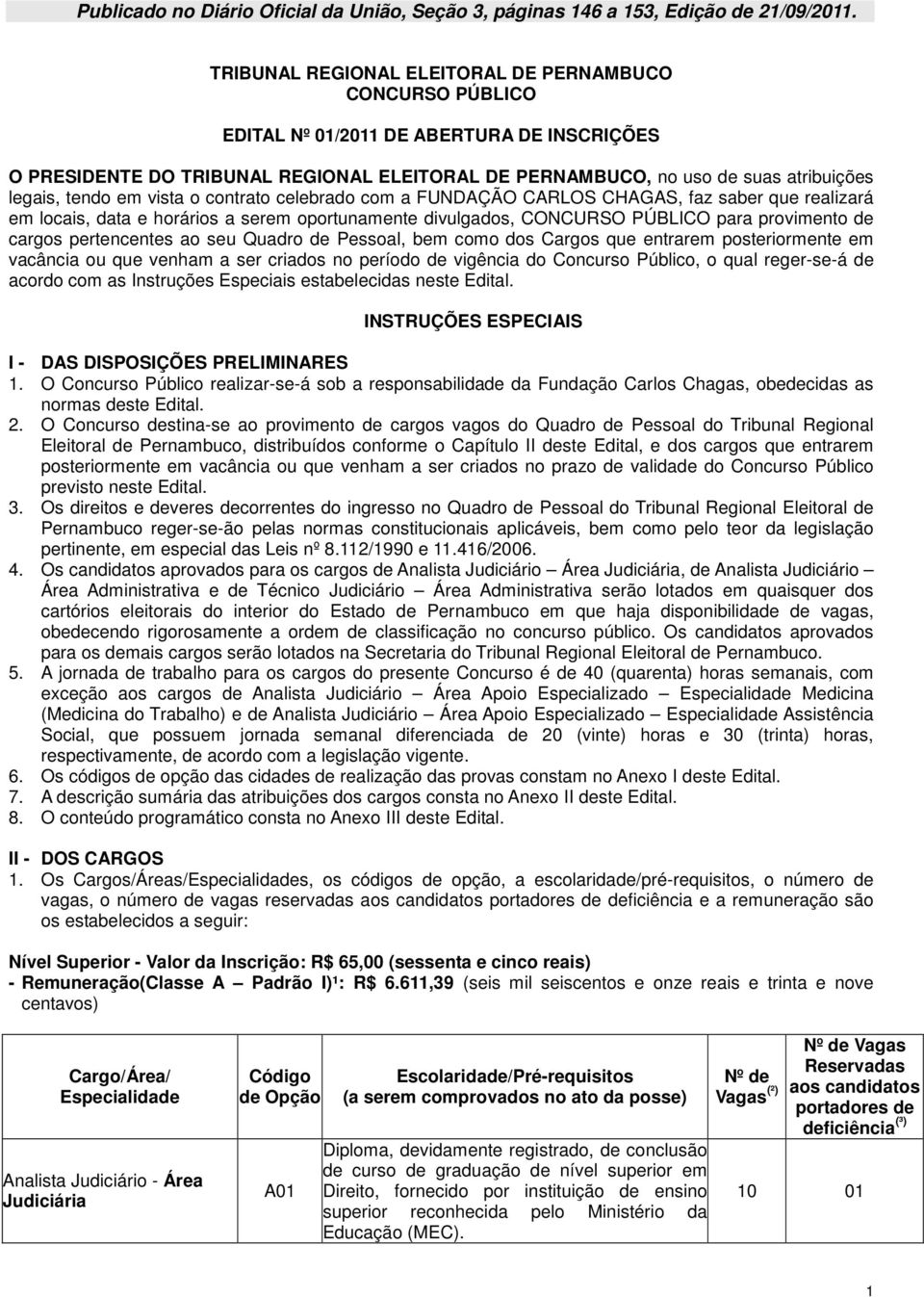 tendo em vista o contrato celebrado com a FUNDAÇÃO CARLOS CHAGAS, faz saber que realizará em locais, data e horários a serem oportunamente divulgados, CONCURSO PÚBLICO para provimento de cargos