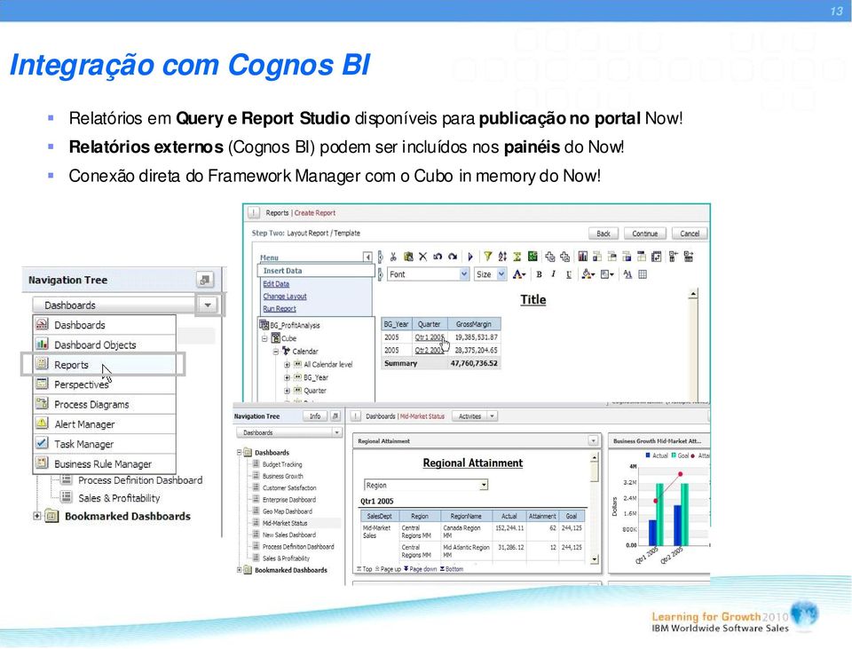 Relatórios externos (Cognos BI) podem ser incluídos nos