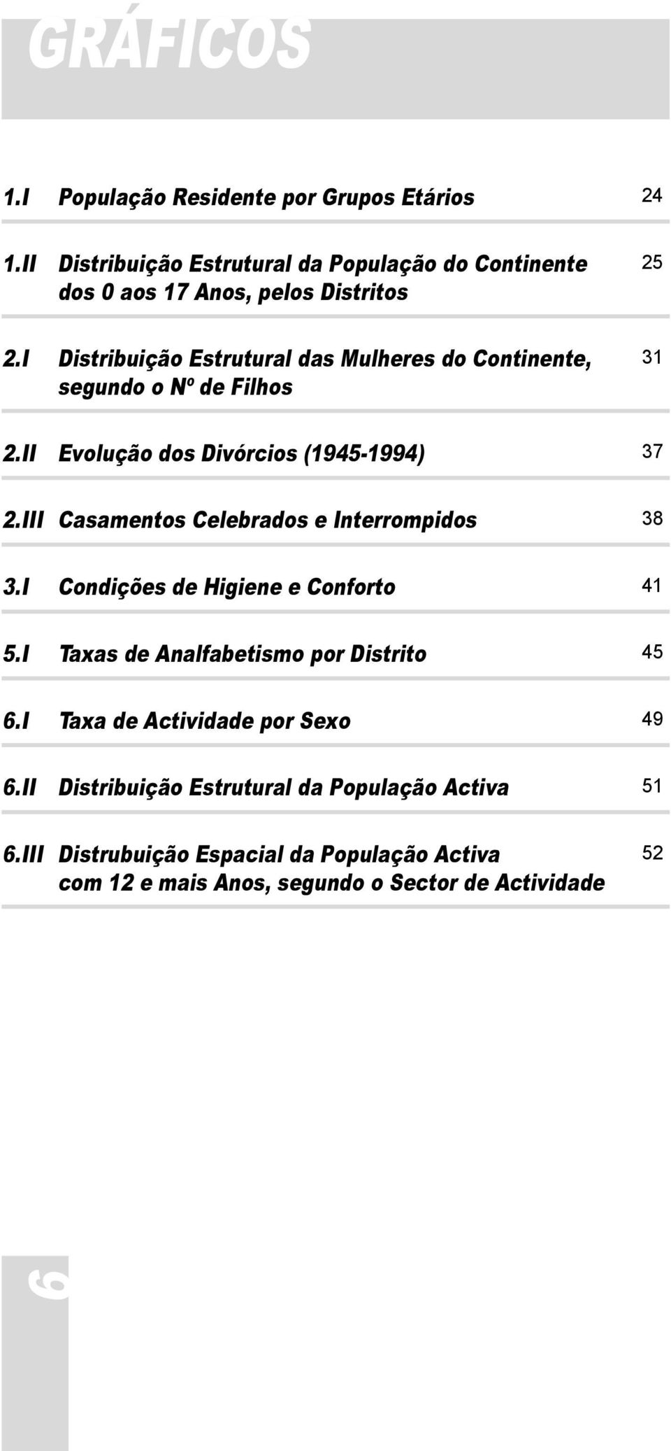 I Distribuição Estrutural das Mulheres do Continente, segundo o Nº de Filhos 31 2.II Evolução dos Divórcios (1945-1994) 37 2.
