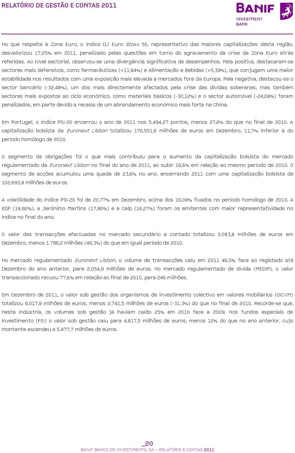 Pela positiva, destacaram-se sectores mais defensivos, como farmacêuticas (+11,84%) e Alimentação e Bebidas (+5,39%), que conjugam uma maior estabilidade nos resultados com uma exposição mais elevada