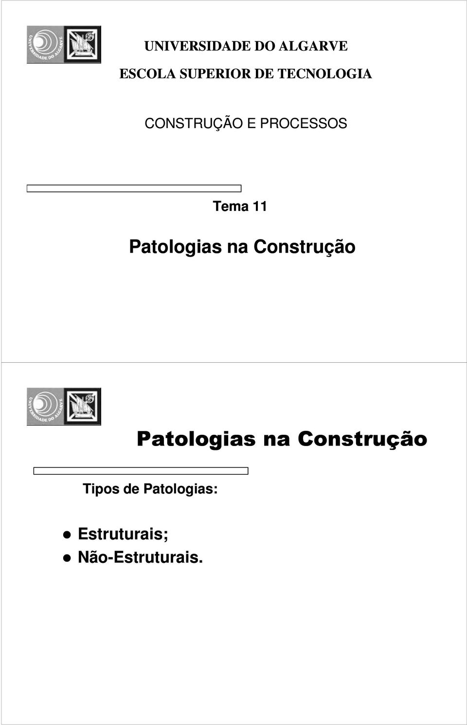 Patologias na Construção Patologias na