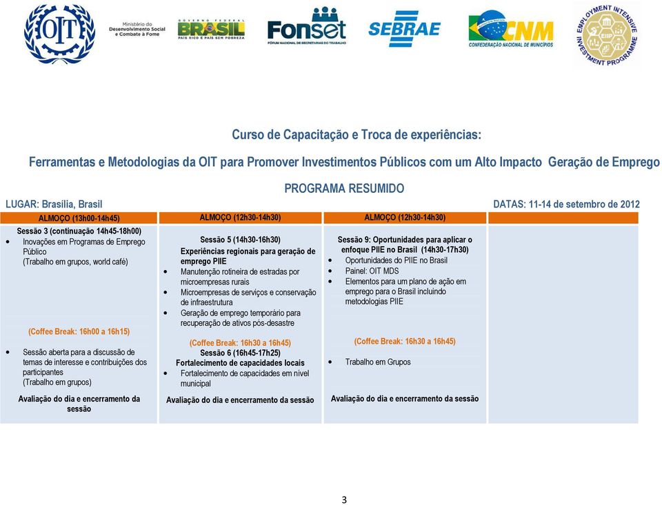 16h00 16h15) Sessão bert pr discussão de tems de interesse e contribuições dos prticipntes (Trblho em grupos) Avlição do di e encerrmento d sessão Sessão 5 (14h30-16h30) Experiêncis regionis pr