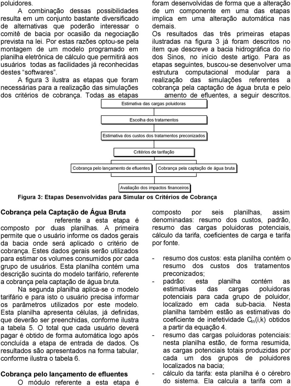A figura 3 ilustra as etapas que foram necessárias para a realização das simulações dos critérios de cobrança.