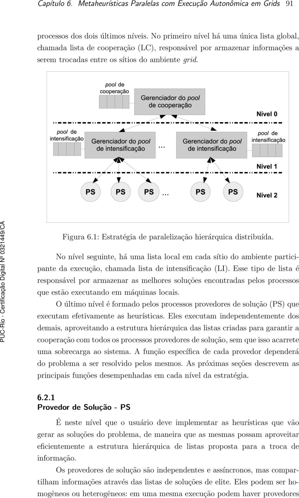 1: Estratégia de paralelização hierárquica distribuída. No nível seguinte, há uma lista local em cada sítio do ambiente participante da execução, chamada lista de intensificação (LI).