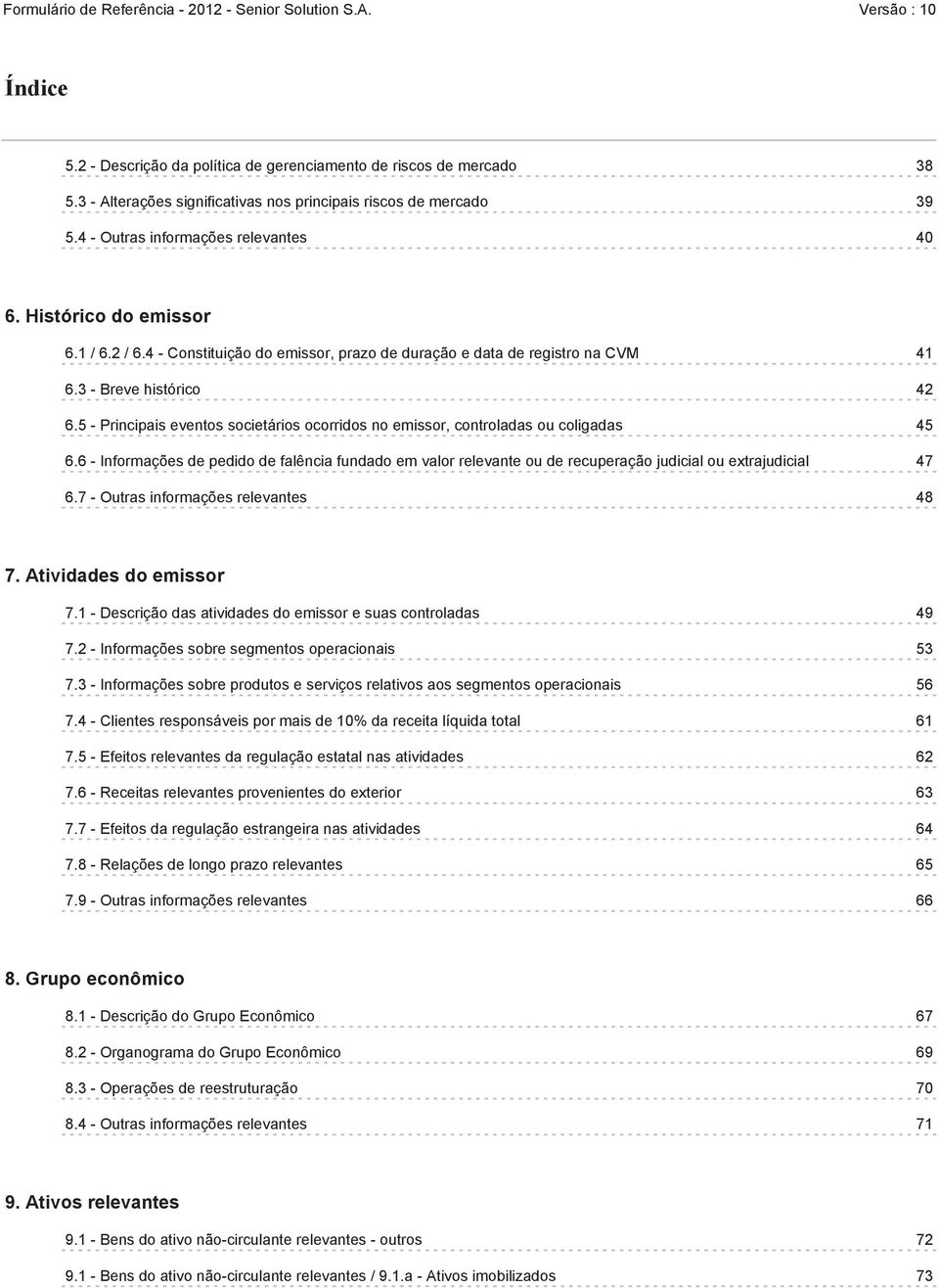 5 - Principais eventos societários ocorridos no emissor, controladas ou coligadas 45 6.