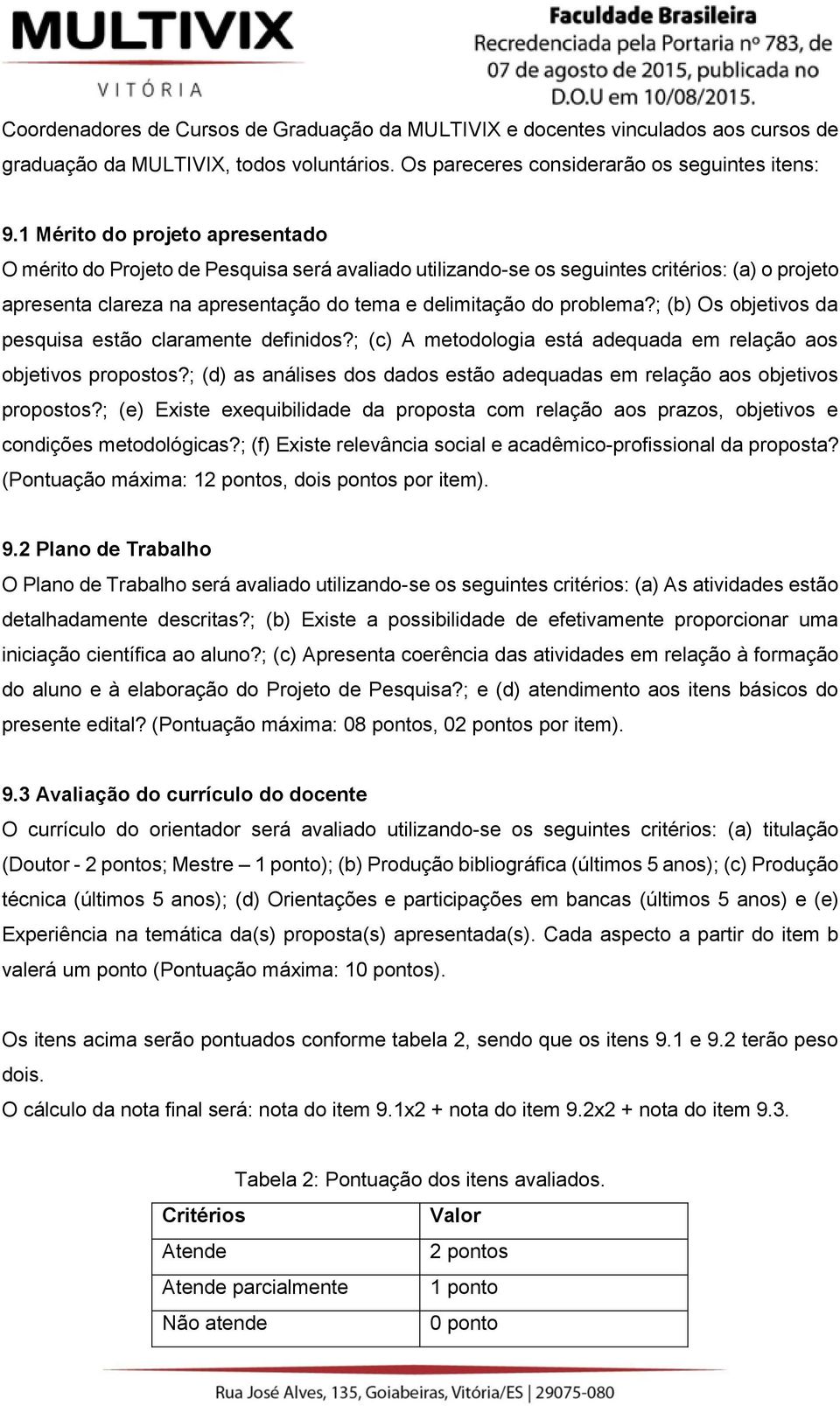 ; (b) Os objetivos da pesquisa estão claramente definidos?; (c) A metodologia está adequada em relação aos objetivos propostos?