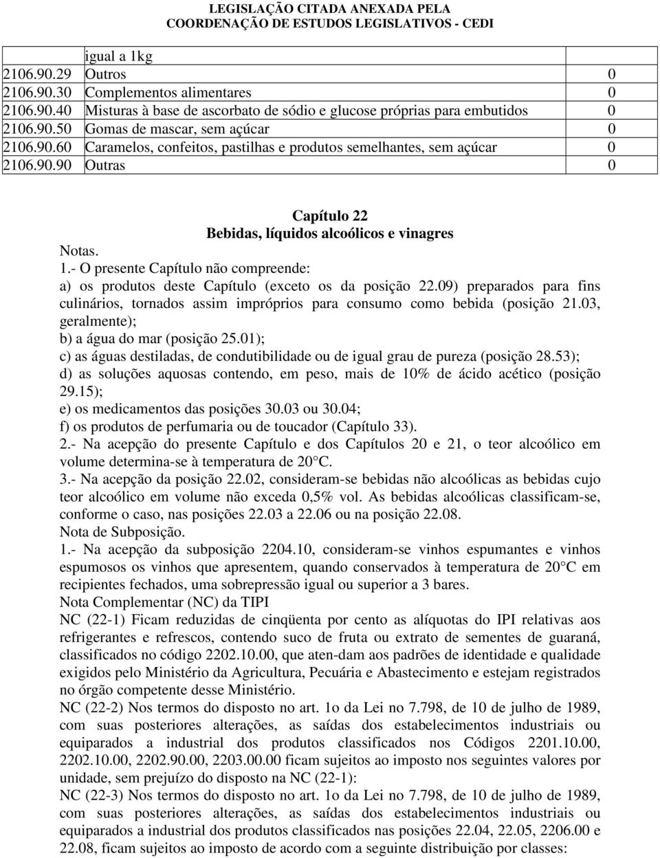 9) preparados para fins culinários, tornados assim impróprios para consumo como bebida (posição 21.3, geralmente); b) a água do mar (posição 25.