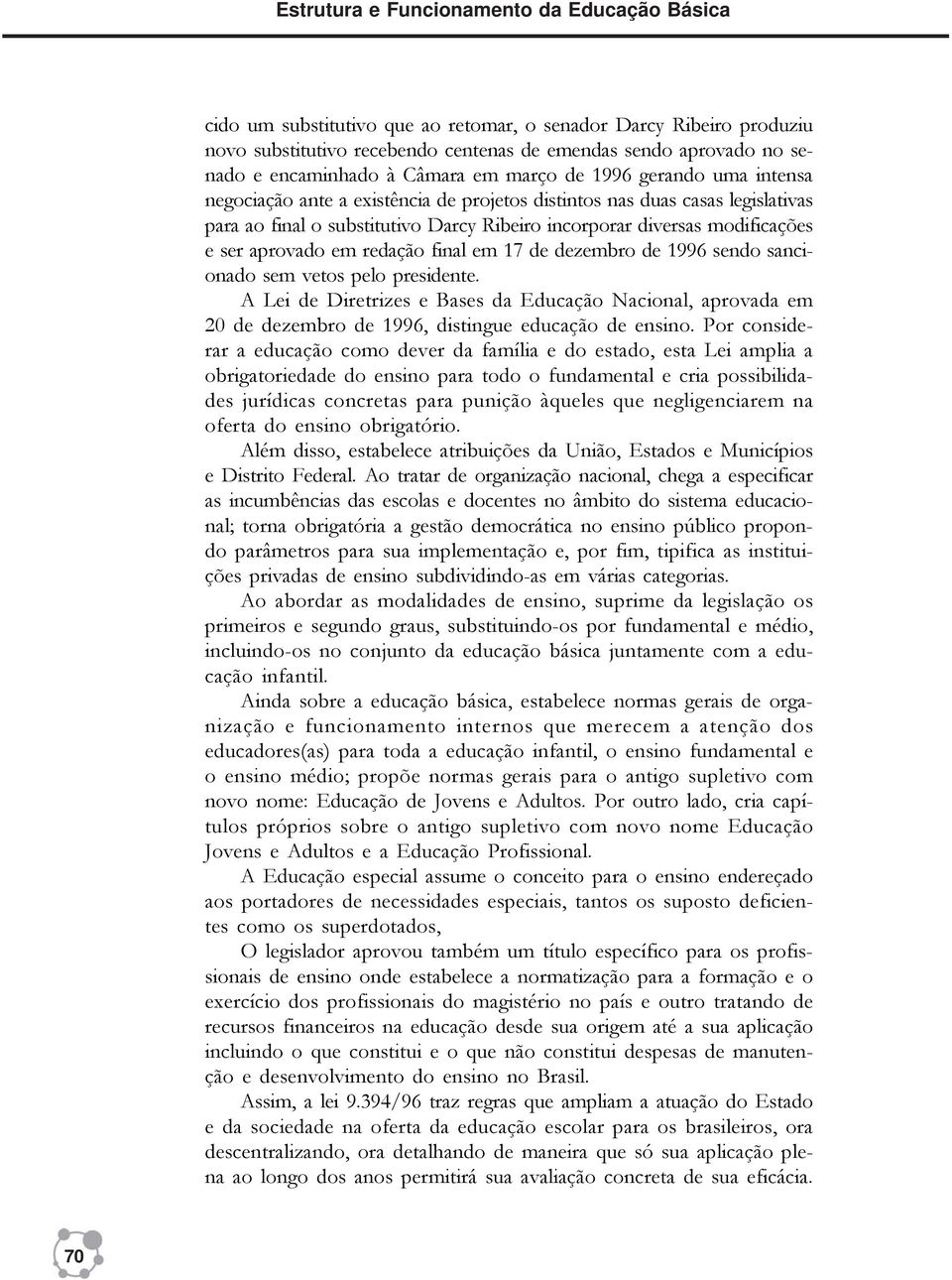 modificações e ser aprovado em redação final em 17 de dezembro de 1996 sendo sancionado sem vetos pelo presidente.