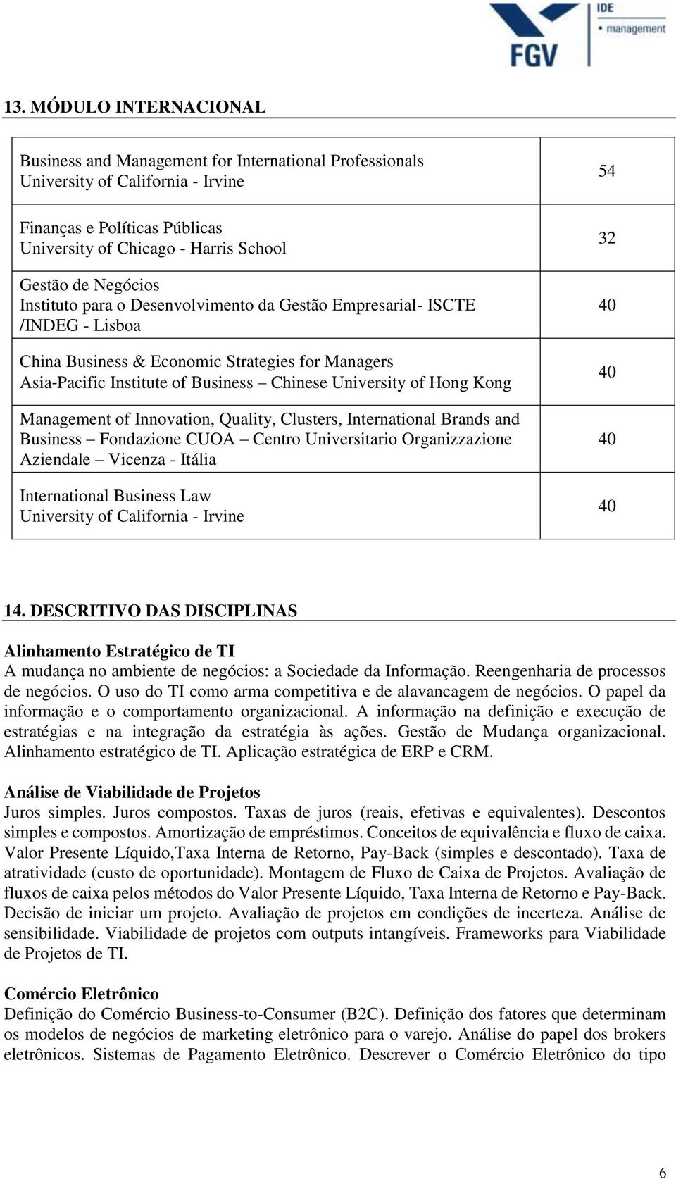 Kong Management of Innovation, Quality, Clusters, International Brands and Business Fondazione CUOA Centro Universitario Organizzazione Aziendale Vicenza - Itália International Business Law