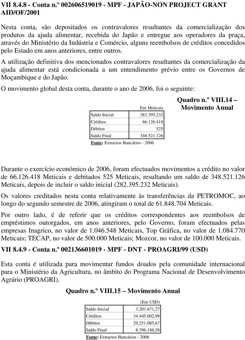 aos operadores da praça, através do Ministério da Indústria e Comércio, alguns reembolsos de créditos concedidos pelo Estado em anos anteriores, entre outros.