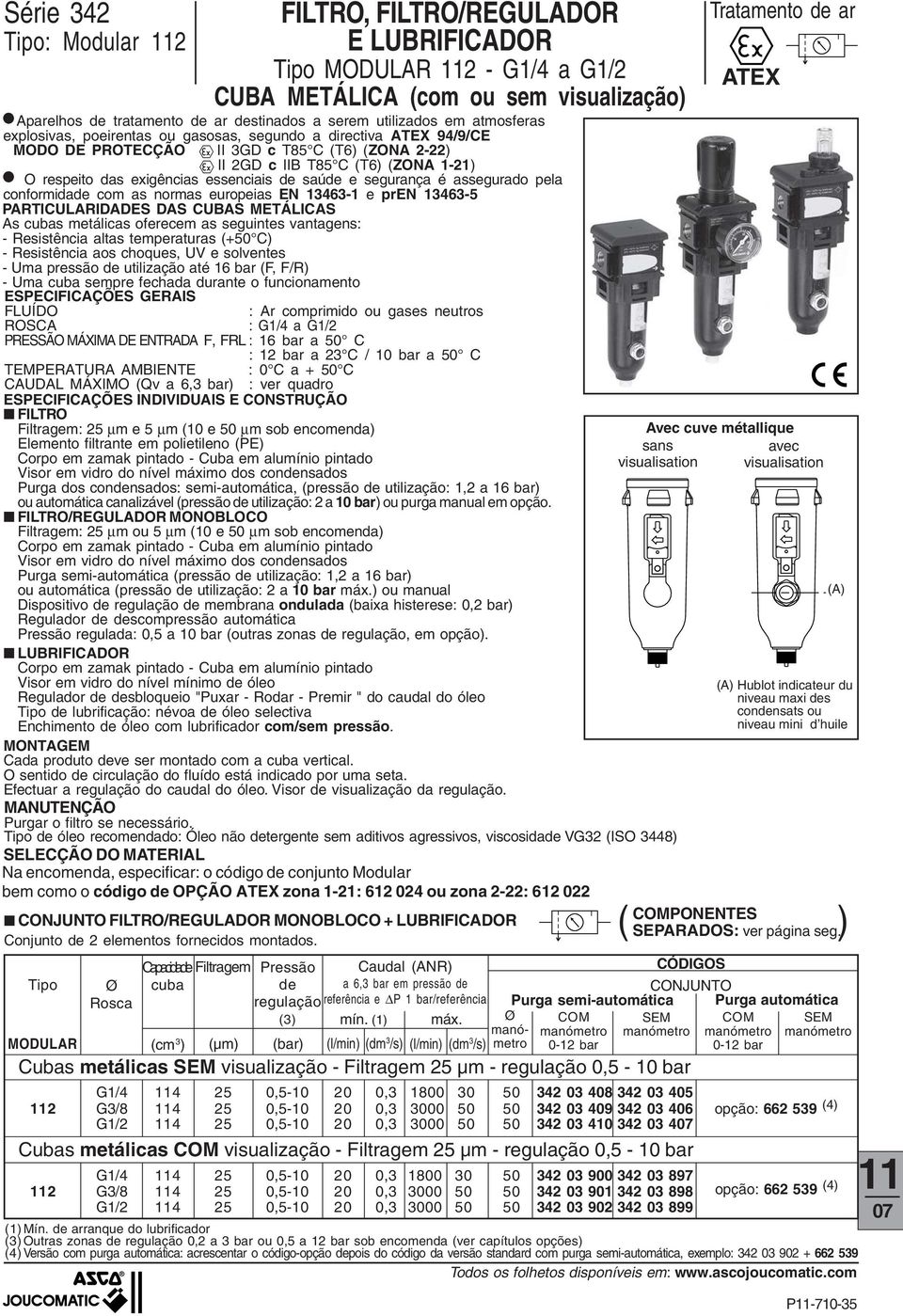 pela FILTRO/REGULAOR MONOBLOCO + LUBRIFICAOR Conjunto de elementos fornecidos montados.