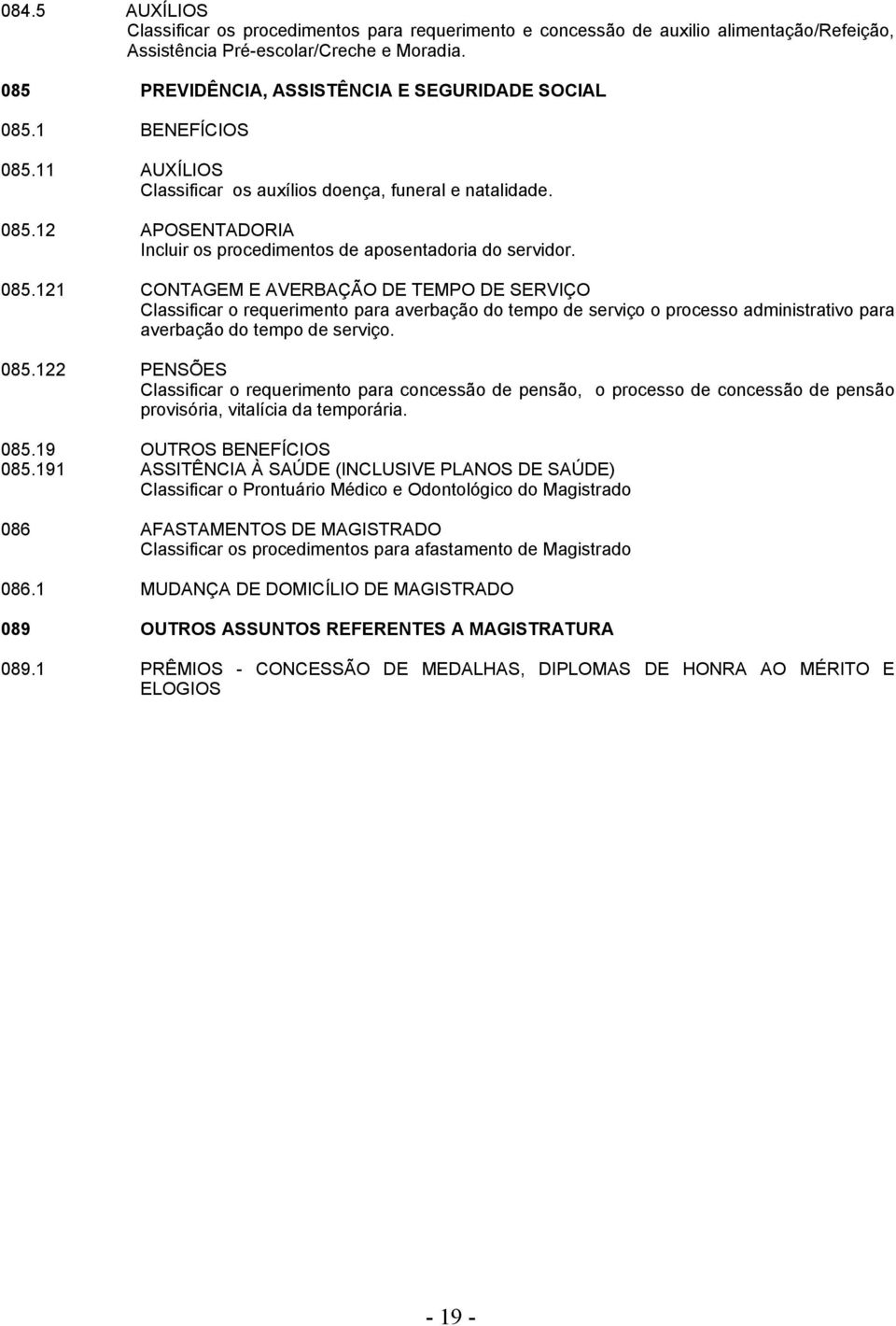 085.121 CONTAGEM E AVERBAÇÃO DE TEMPO DE SERVIÇO Classificar o requerimento para averbação do tempo de serviço o processo administrativo para averbação do tempo de serviço. 085.