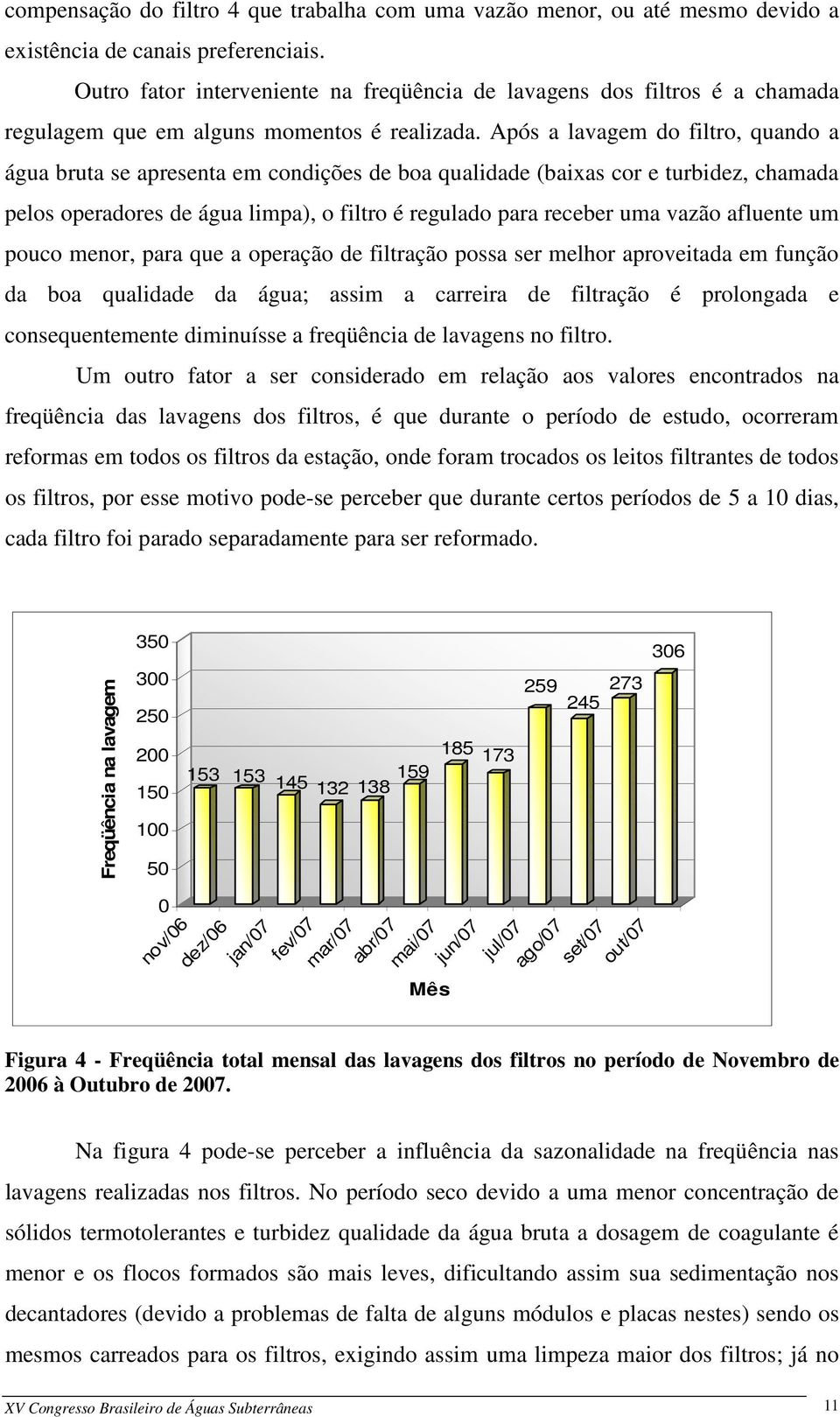 Após a lavagem do filtro, quando a água bruta se apresenta em condições de boa qualidade (baixas cor e turbidez, chamada pelos operadores de água limpa), o filtro é regulado para receber uma vazão