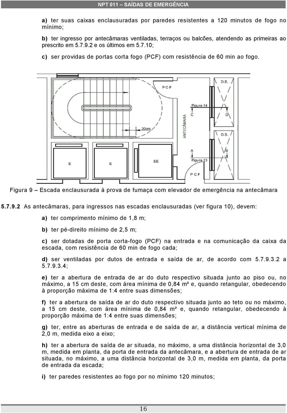 Escada enclausurada à prova de fumaça com elevador de emergência na antecâmara 5.7.9.