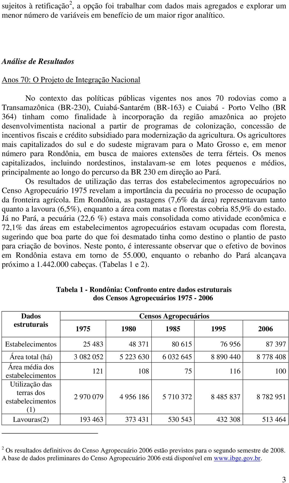 Porto Velho (BR 364) tinham como finalidade à incorporação da região amazônica ao projeto desenvolvimentista nacional a partir de programas de colonização, concessão de incentivos fiscais e crédito