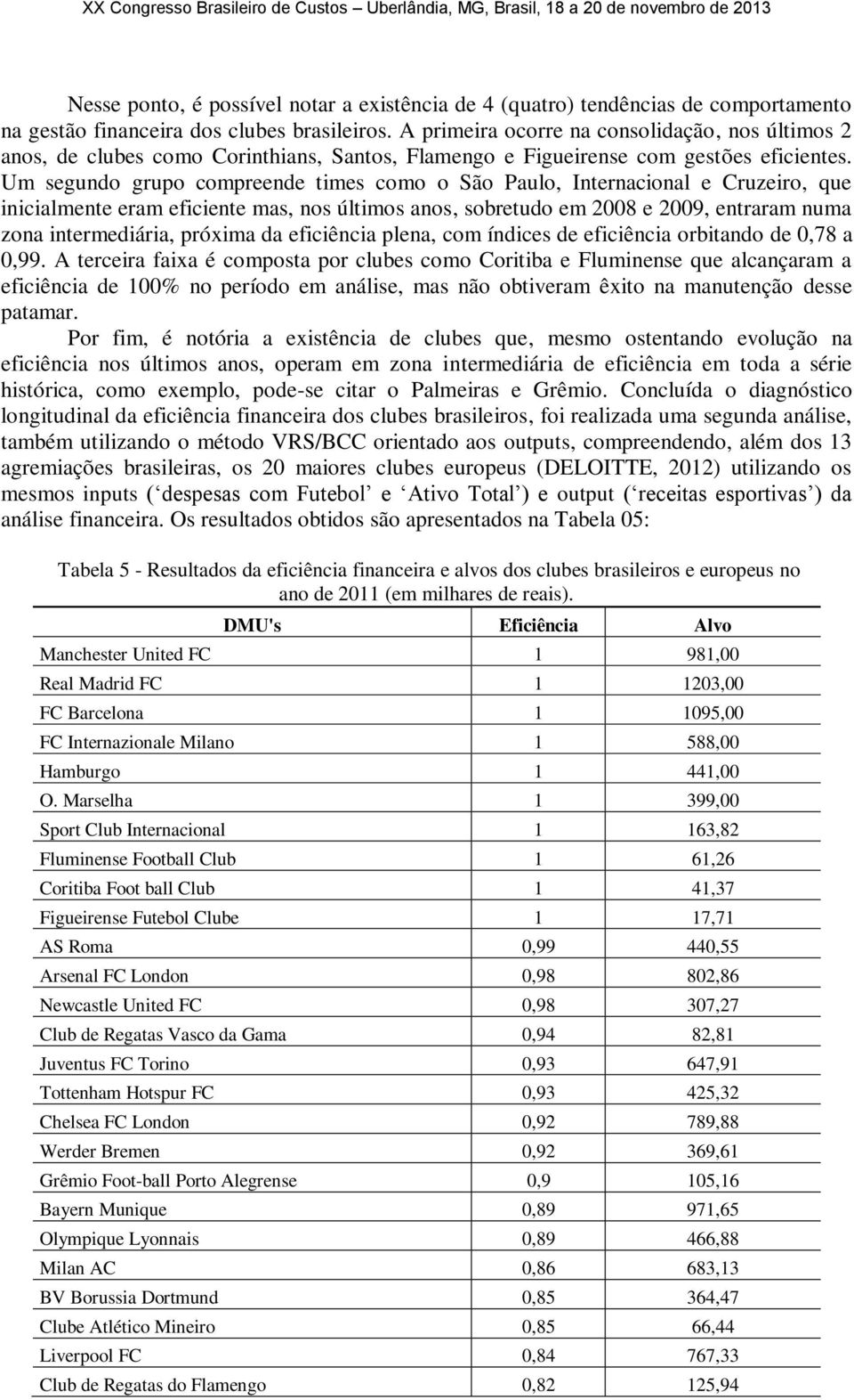 Um segundo grupo compreende times como o São Paulo, Internacional e Cruzeiro, que inicialmente eram eficiente mas, nos últimos anos, sobretudo em 2008 e 2009, entraram numa zona intermediária,