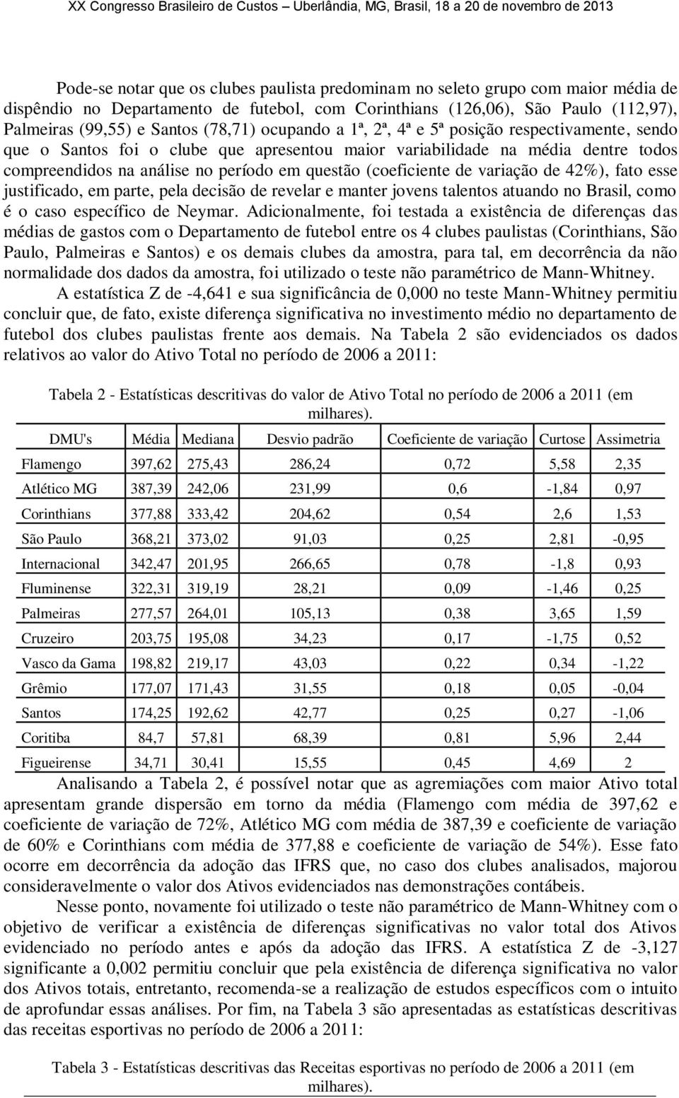 (coeficiente de variação de 42%), fato esse justificado, em parte, pela decisão de revelar e manter jovens talentos atuando no Brasil, como é o caso específico de Neymar.