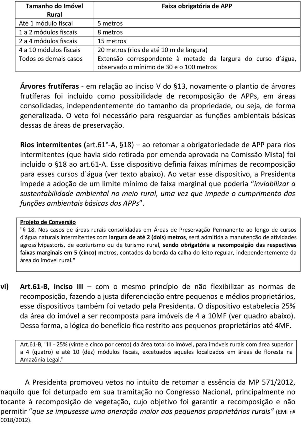 plantio de árvores frutíferas foi incluído como possibilidade de recomposição de APPs, em áreas consolidadas, independentemente do tamanho da propriedade, ou seja, de forma generalizada.