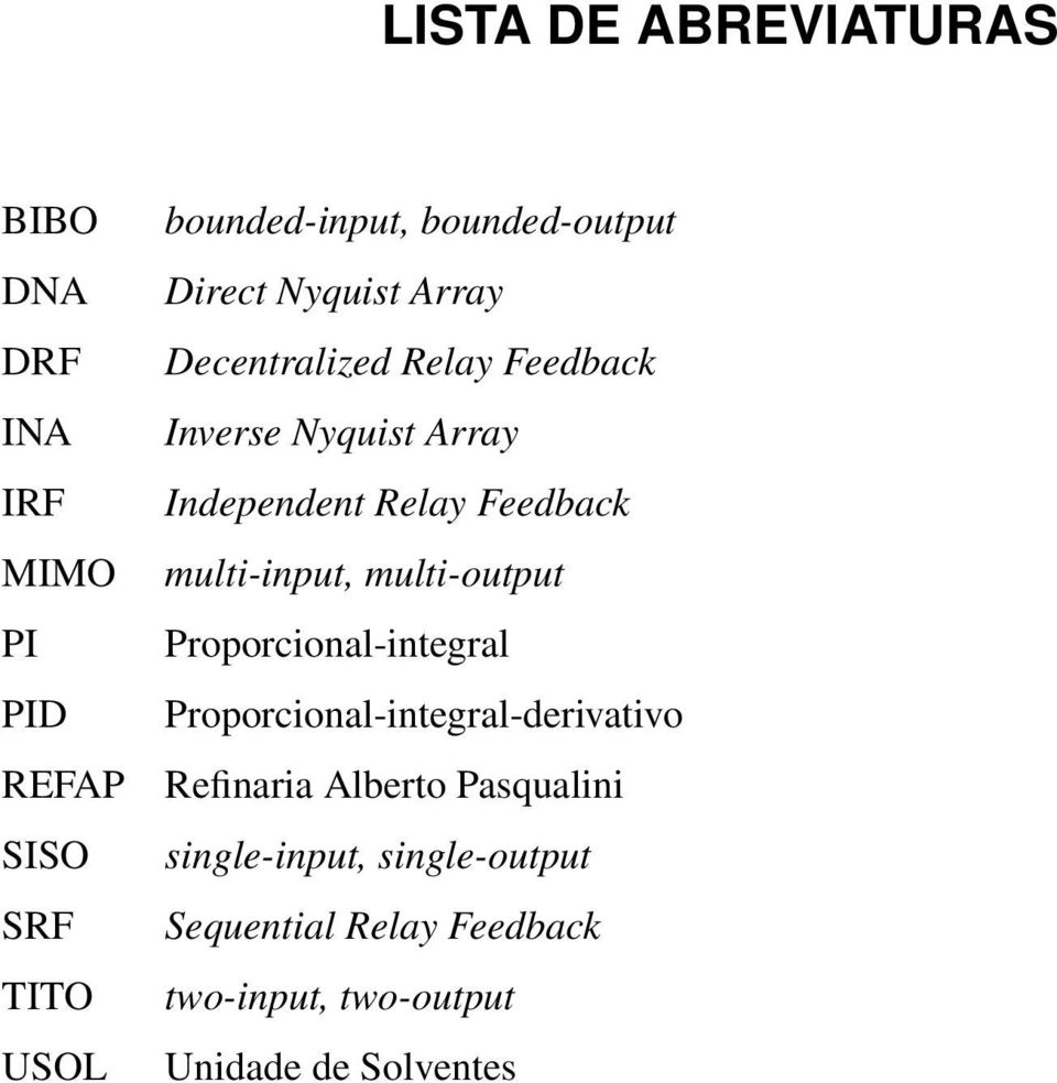 Relay Feedback multi-input, multi-output Proporcional-integral Proporcional-integral-derivativo