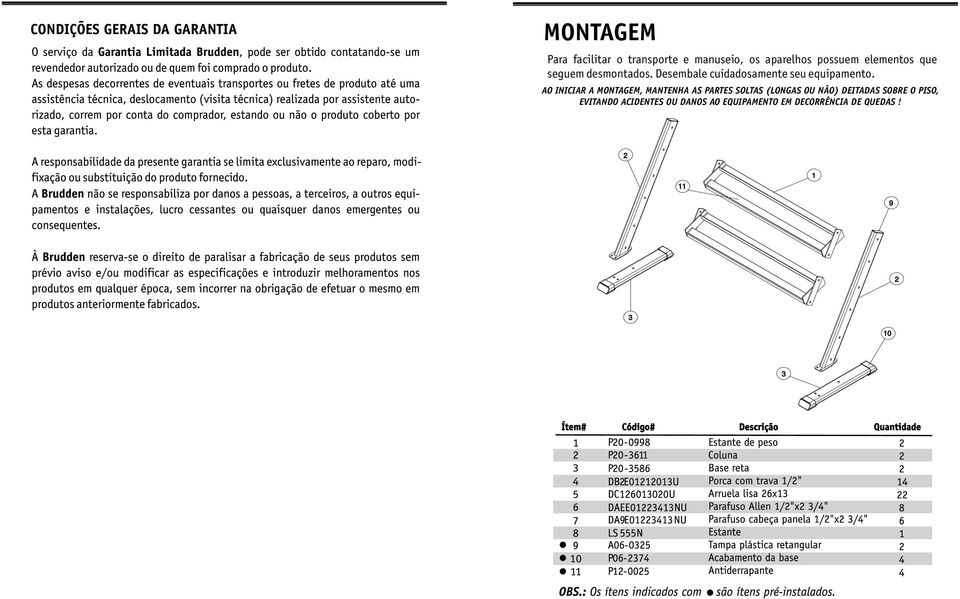 AO INICIAR A MONTAGEM, MANTENHA AS PARTES SOLTAS (LONGAS OU NÃO) DEITADAS SOBRE