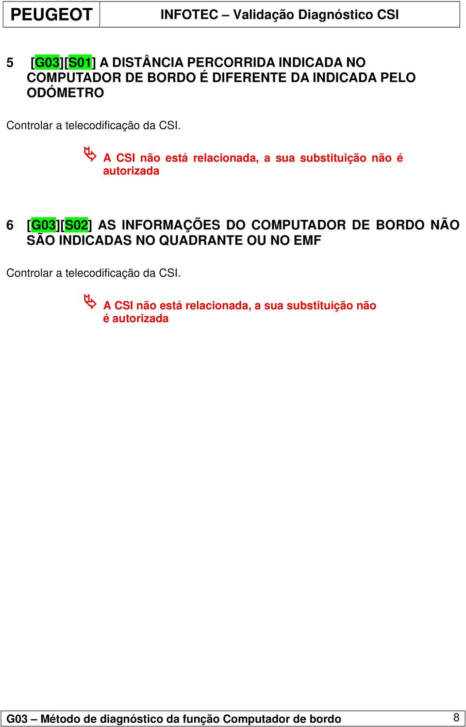 A CSI não está relacionada, a sua substituição não é autorizada 6 [G03][S02] AS INFORMAÇÕES DO COMPUTADOR DE