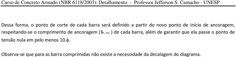 barra, além e garantir que ela passe o ponto e tensão nula em pelo menos 10.