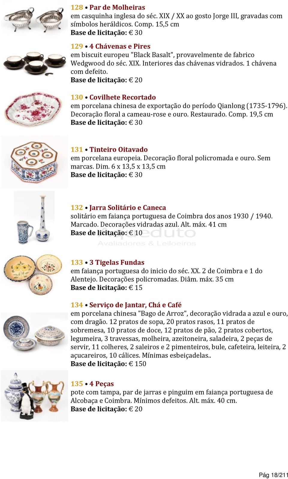 130 Covilhete Recortado em porcelana chinesa de exportação do período Qianlong (1735-1796). Decoração floral a cameau-rose e ouro. Restaurado. Comp.