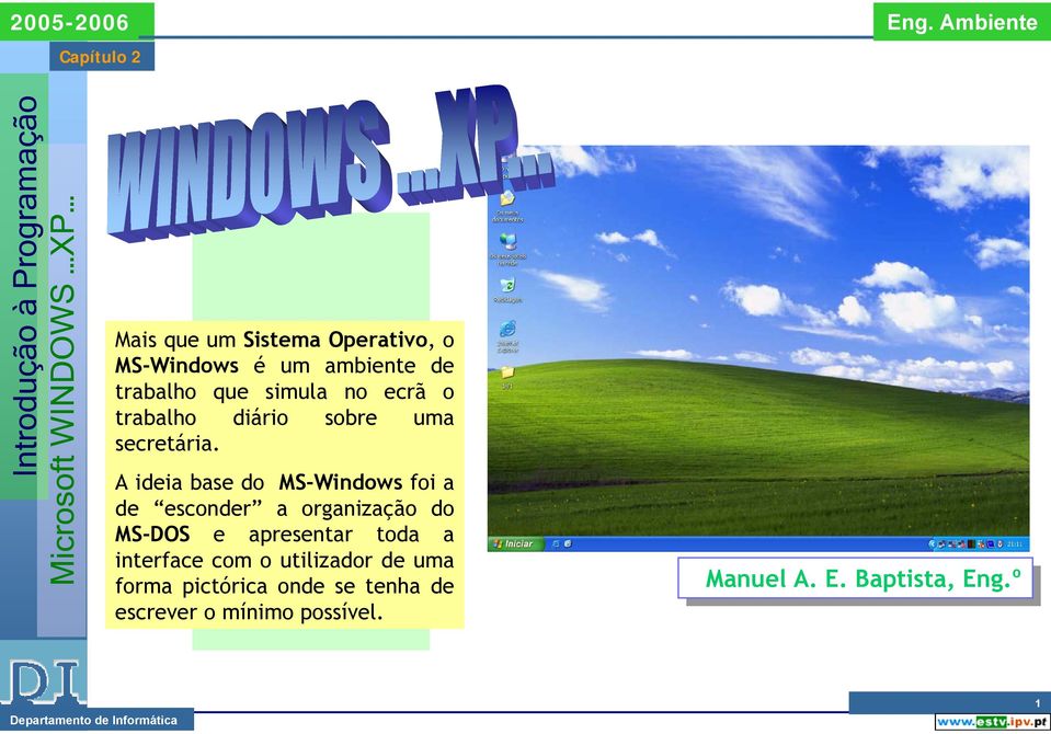 A ideia base do MS-Windows foi a de esconder a organização do MS-DOS e apresentar toda a