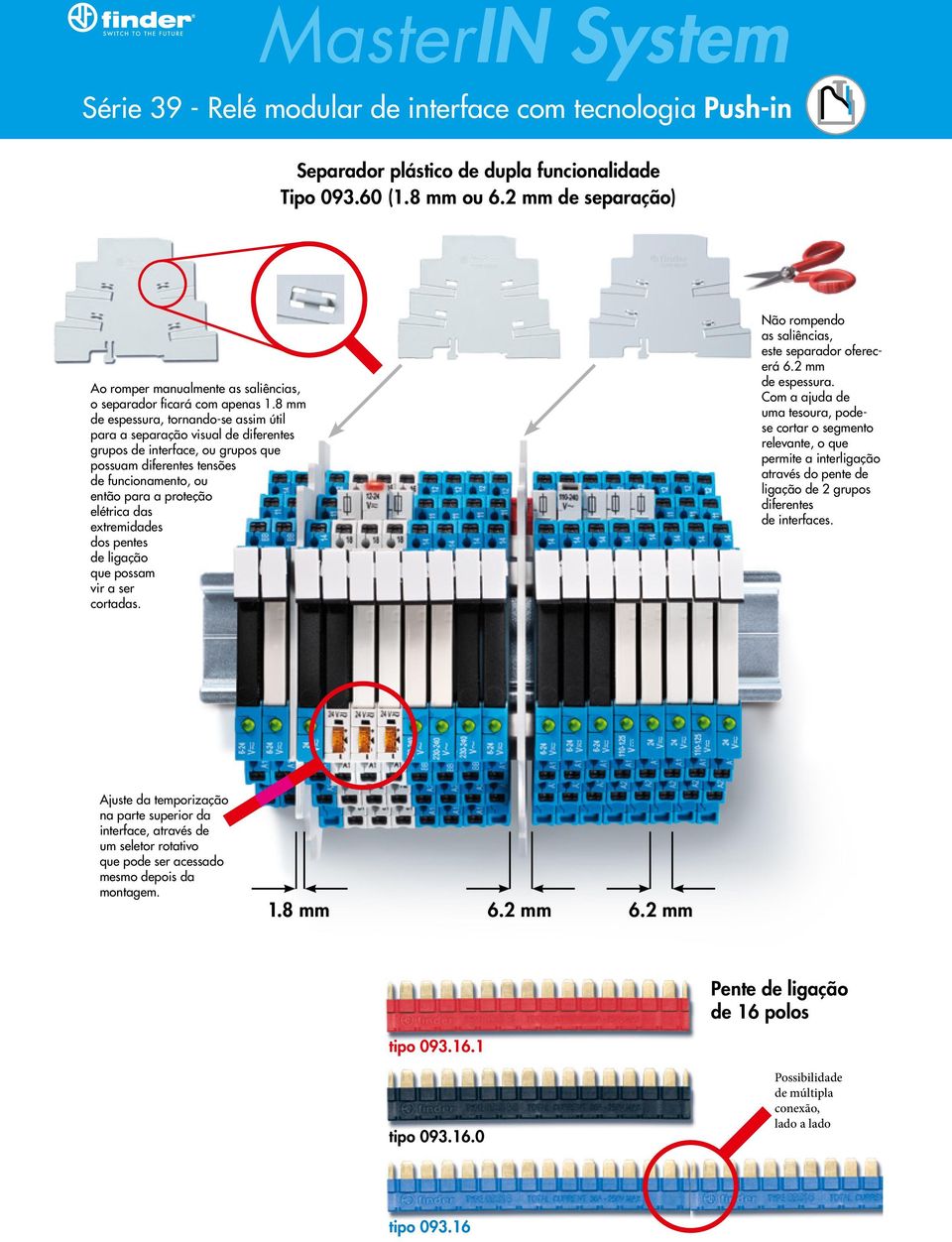 8 mm de espessura, tornando-se assim útil para a separação visual de diferentes grupos de interface, ou grupos que possuam diferentes tensões de funcionamento, ou então para a proteção elétrica das