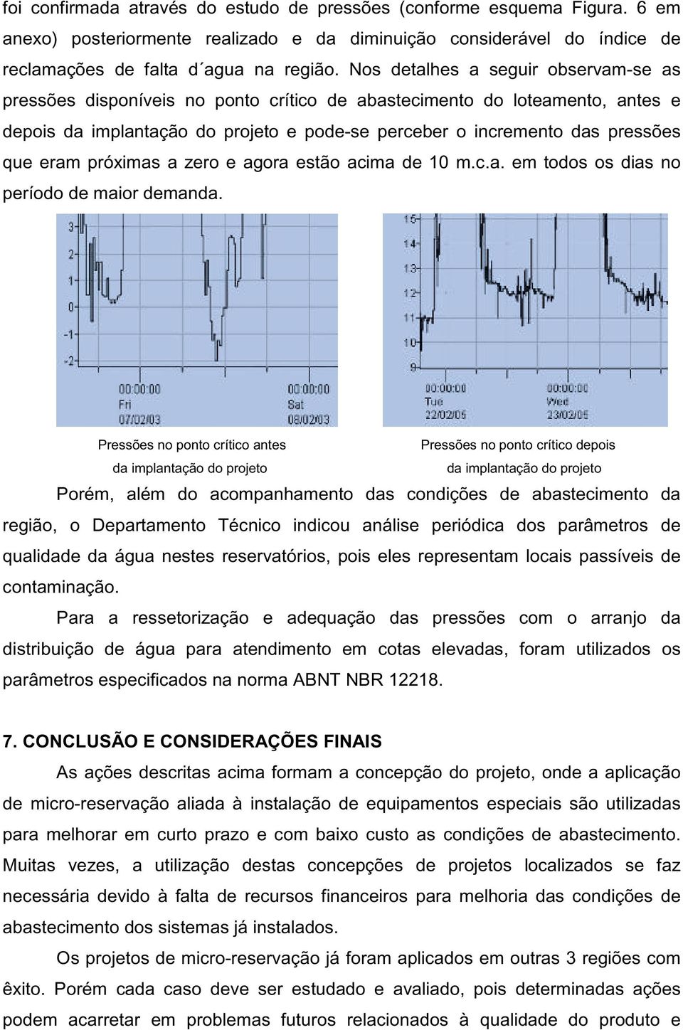 eram próximas a zero e agora estão acima de 10 m.c.a. em todos os dias no período de maior demanda.