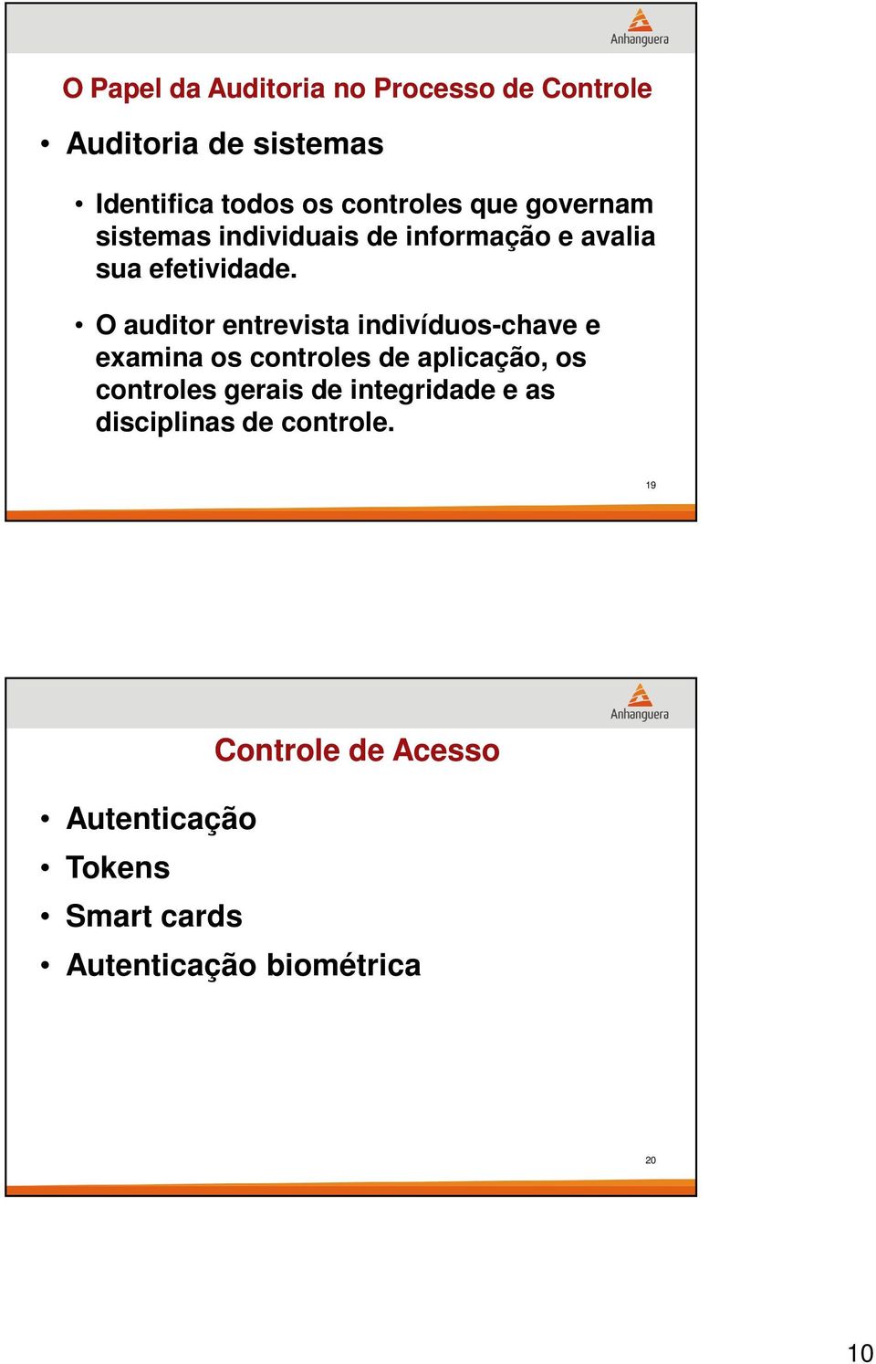 O auditor entrevista indivíduos-chave e examina os controles de aplicação, os controles gerais de