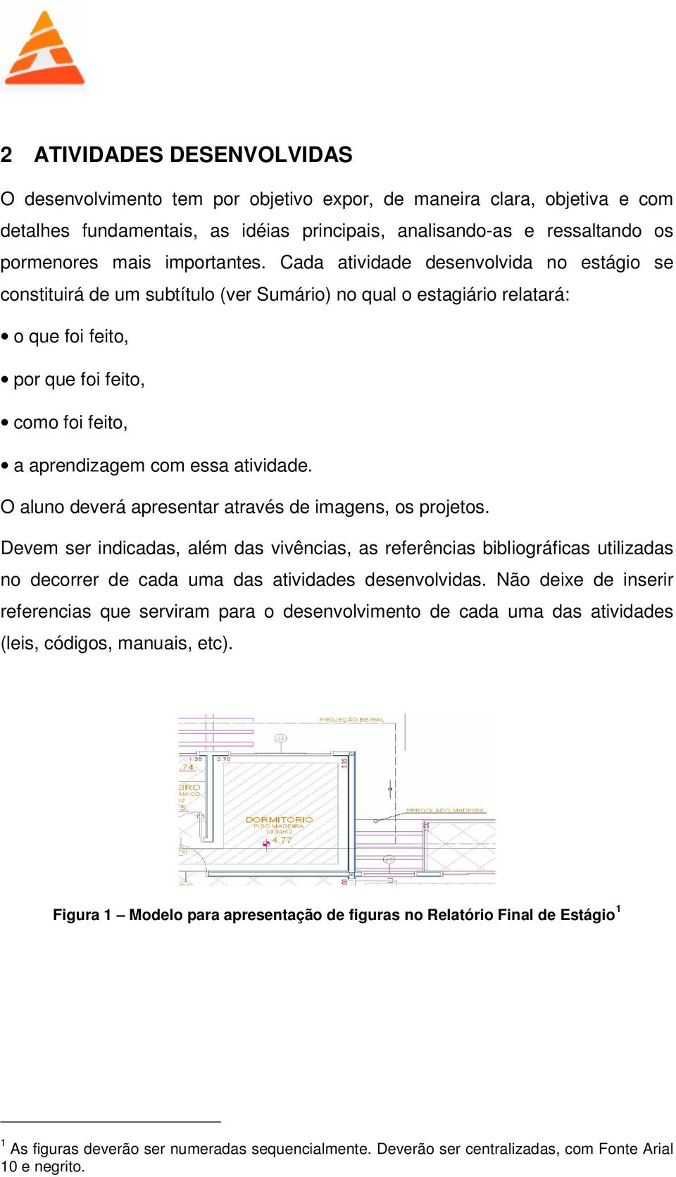 Cada atividade desenvolvida no estágio se constituirá de um subtítulo (ver Sumário) no qual o estagiário relatará: o que foi feito, por que foi feito, como foi feito, a aprendizagem com essa