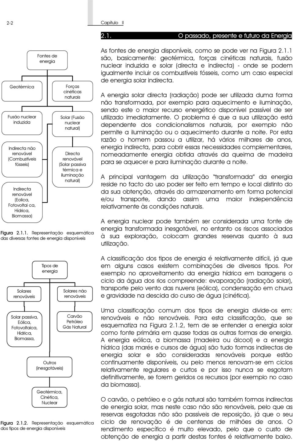 energia Forças cinéticas naturais Solar (Fusão nuclear natural) Directa renovável (Solar passiva térmica e iluminação natural) Figura 2.1.